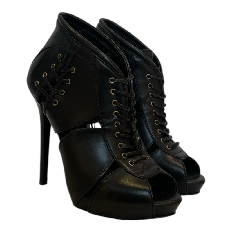 Alexander McQueen/Heels/US 6.5/Leather/BLK/Open-Toe/