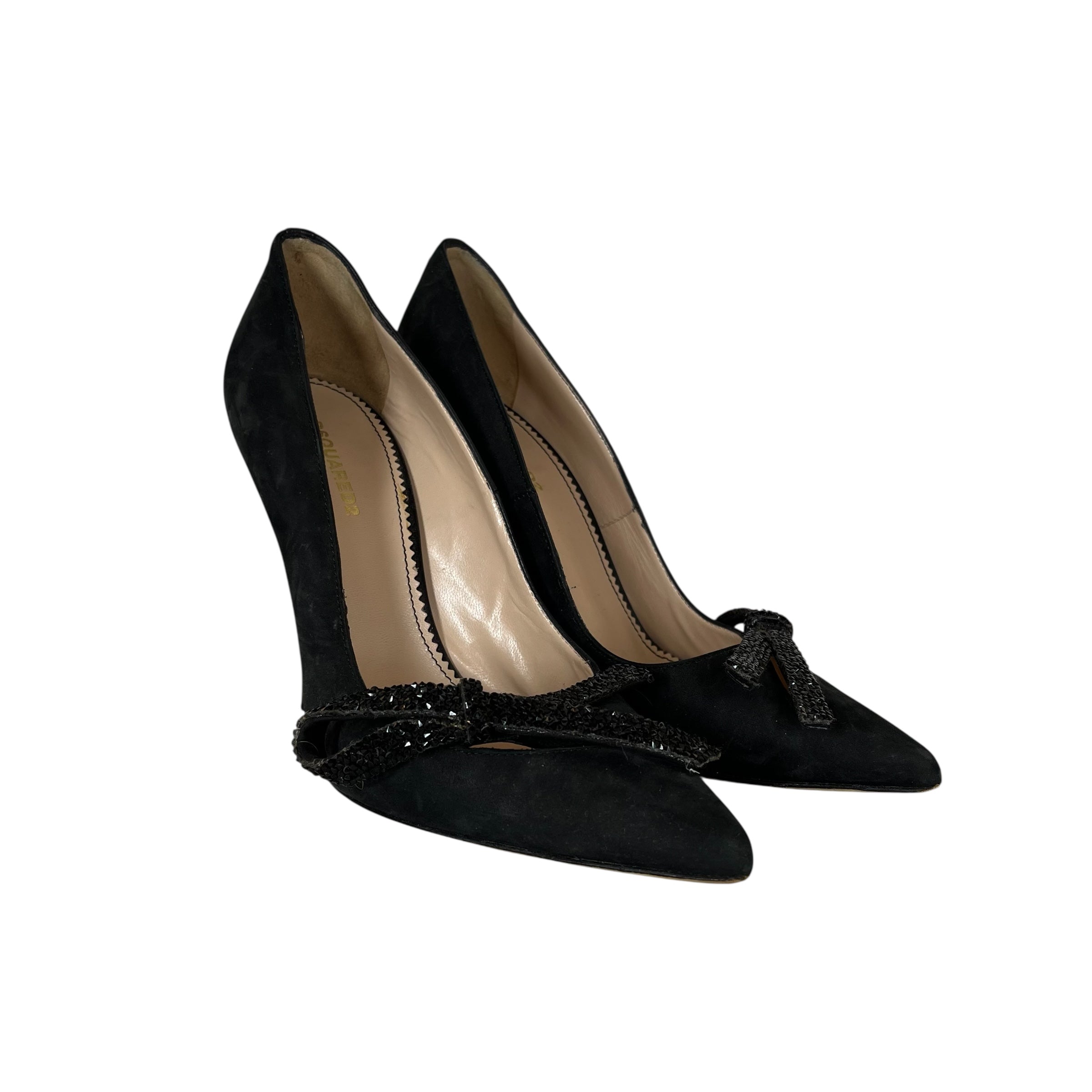 DSQUARED2/Heels/EU 37/Suede/BLK/PEBBLE RIBBON view 1