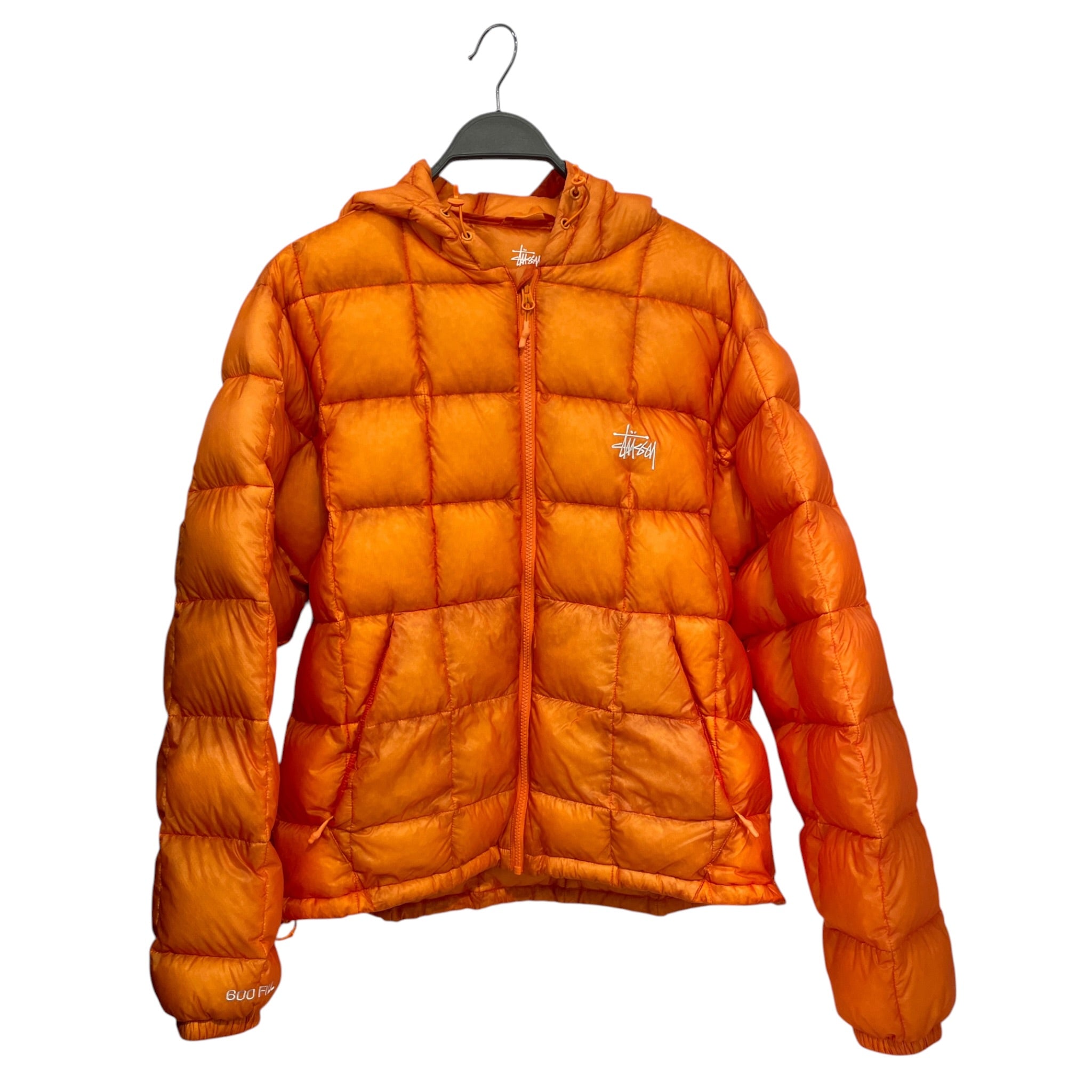 STUSSY/Puffer Jkt/L/Nylon/ORN/down gear hooded puffer view 1