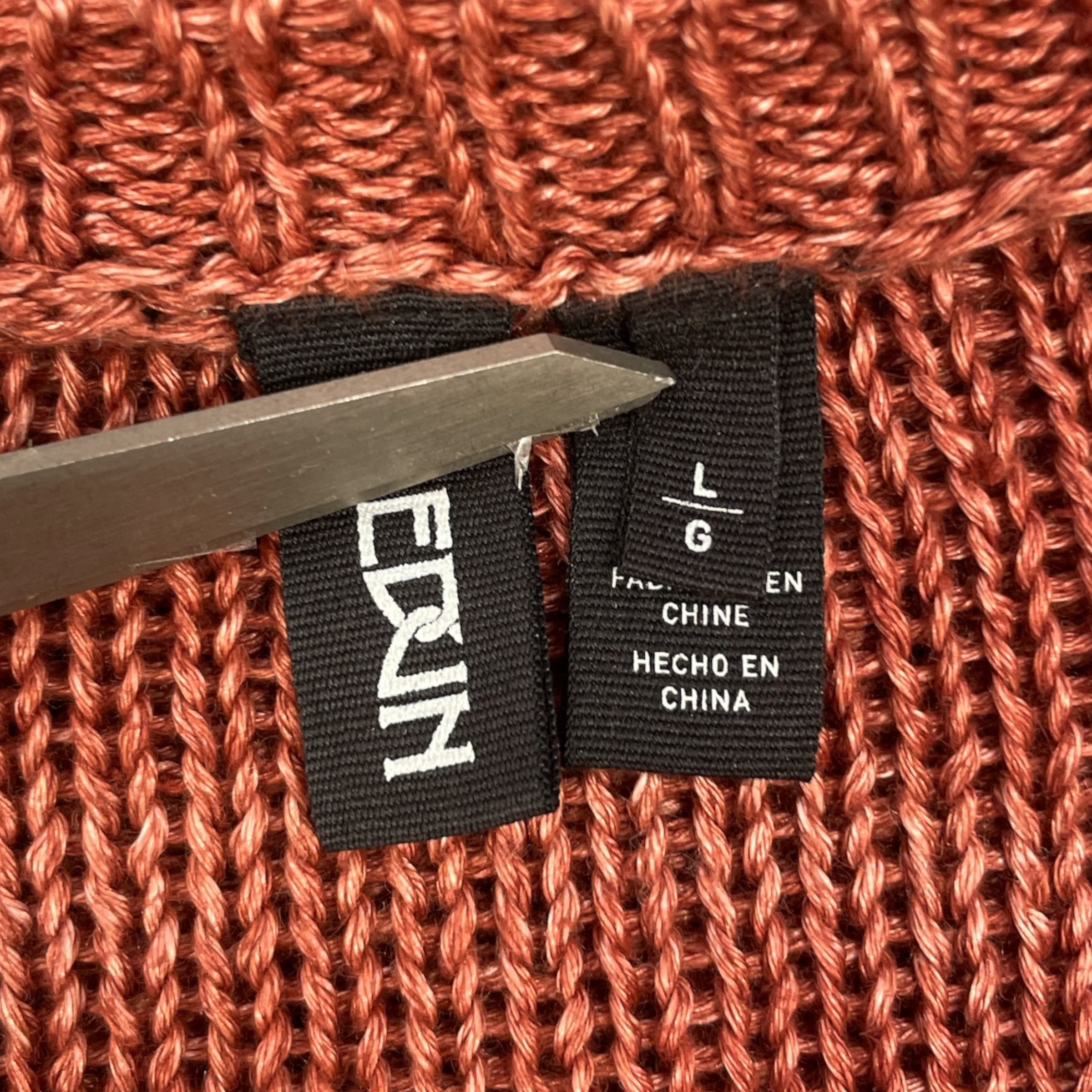 EDUN/Sweater/L/Linen/PNK/CORAL THIN KNIT SWEATER view 3
