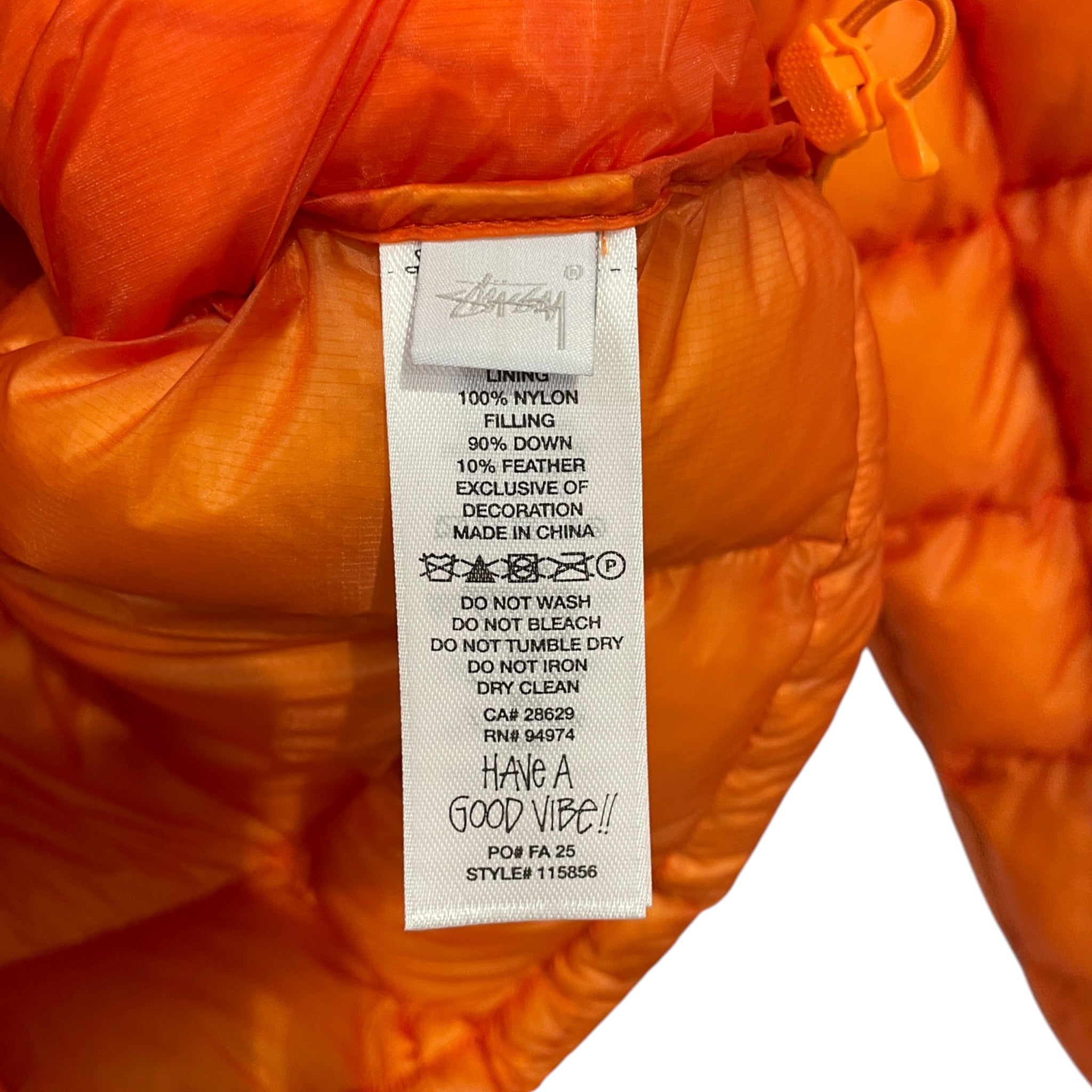 STUSSY/Puffer Jkt/L/Nylon/ORN/down gear hooded puffer view 4