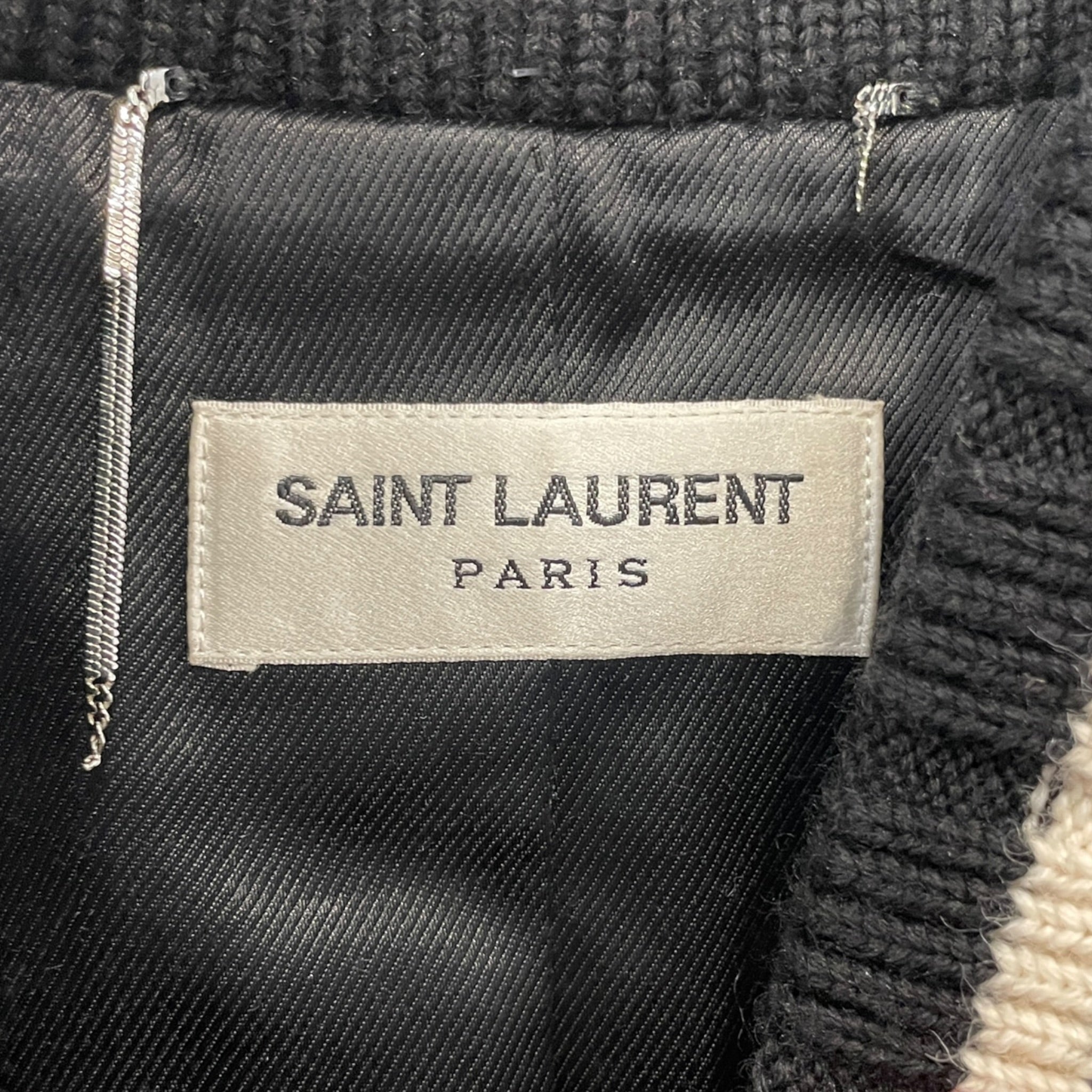 SAINT LAURENT/Baseball Jkt/54/Wool/BLK/WHITE STRIPE view 3