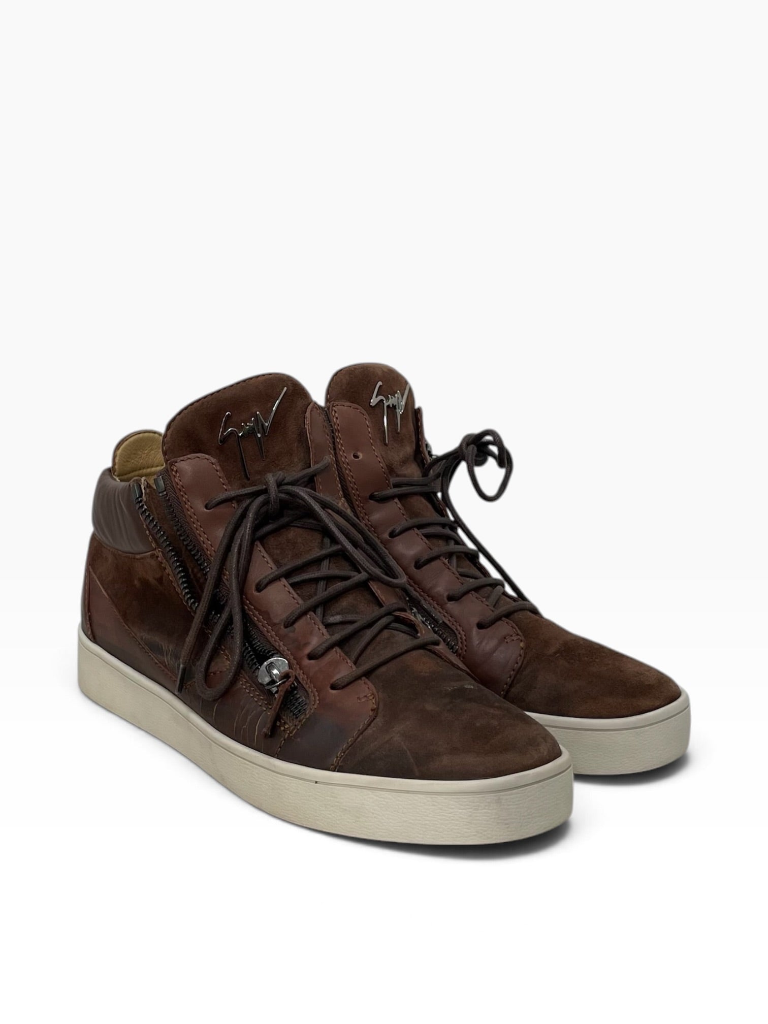 Giuseppe Zanotti/Hi-Sneakers/US 11/Leather/BRW/KRISS SHOES view 1