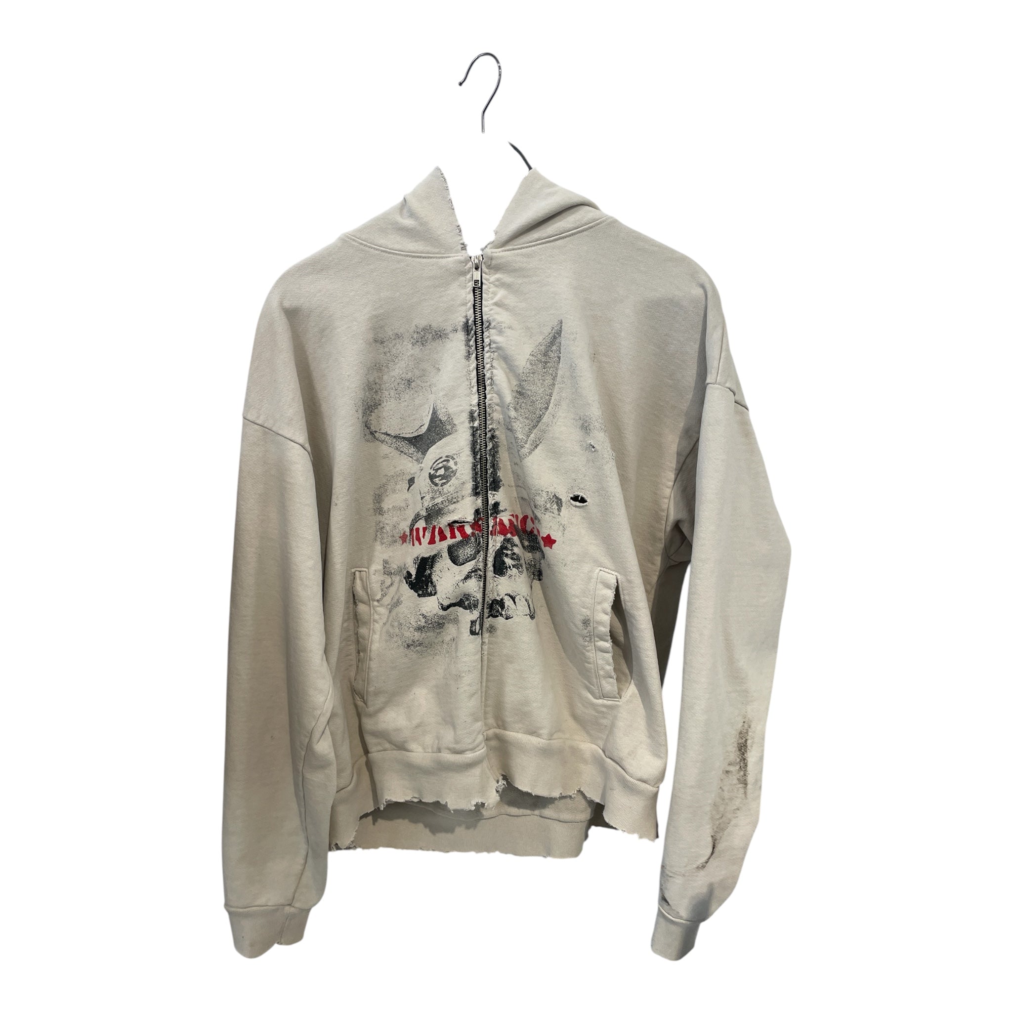 basketcase gallery/Zip Up Hoodie/XL/Graphic/Cotton/CRM/warning view 1