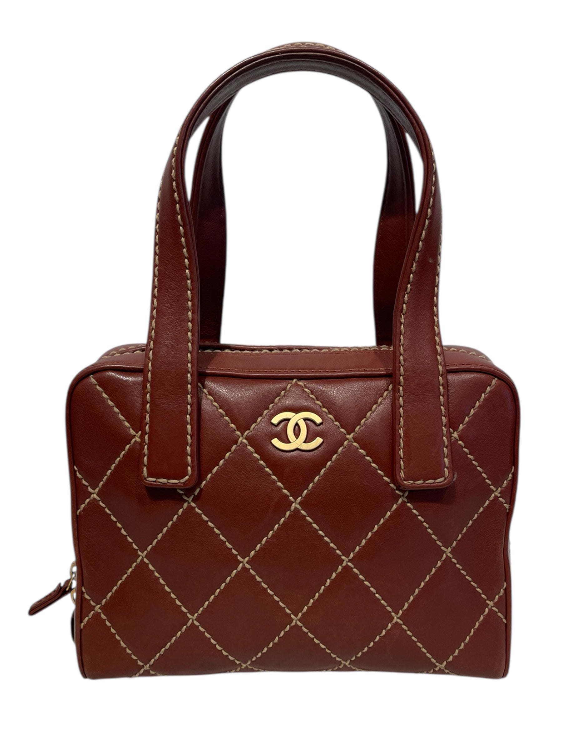 CHANEL/Hand Bag/OS/Lambskin/BRW/Surpique Zip Around Satchel view 1