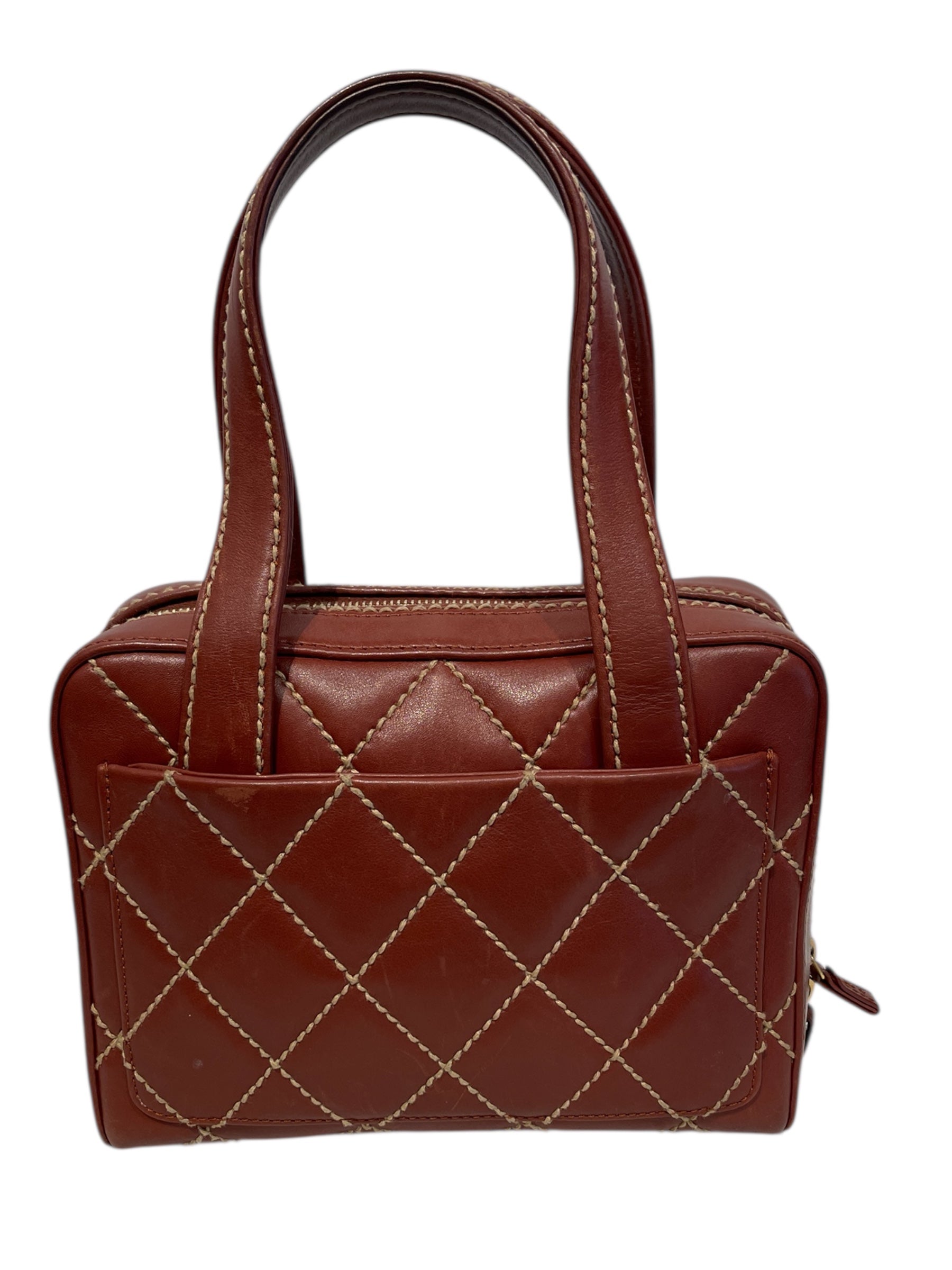 CHANEL/Hand Bag/OS/Lambskin/BRW/Surpique Zip Around Satchel view 2