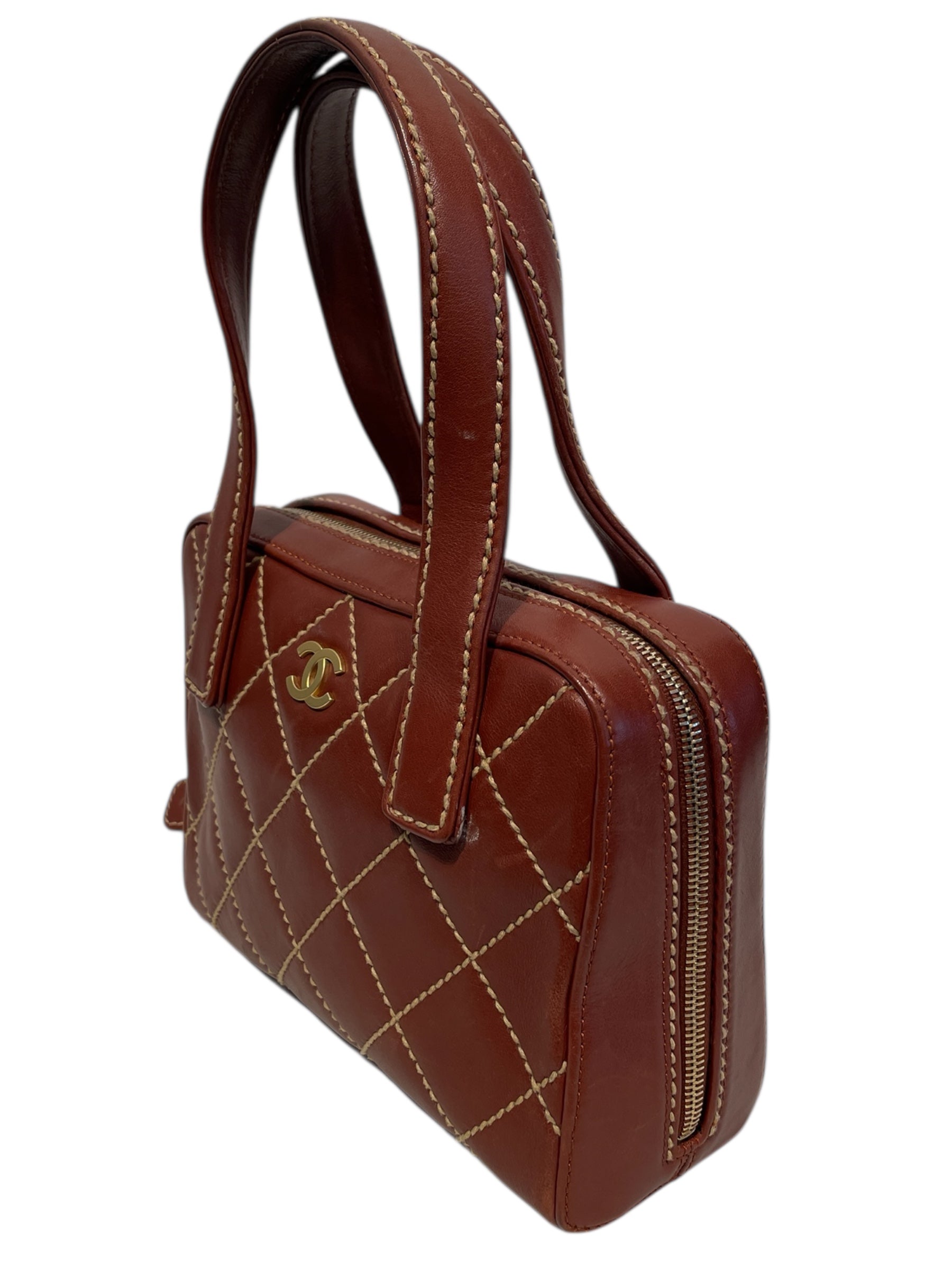 CHANEL/Hand Bag/OS/Lambskin/BRW/Surpique Zip Around Satchel view 4