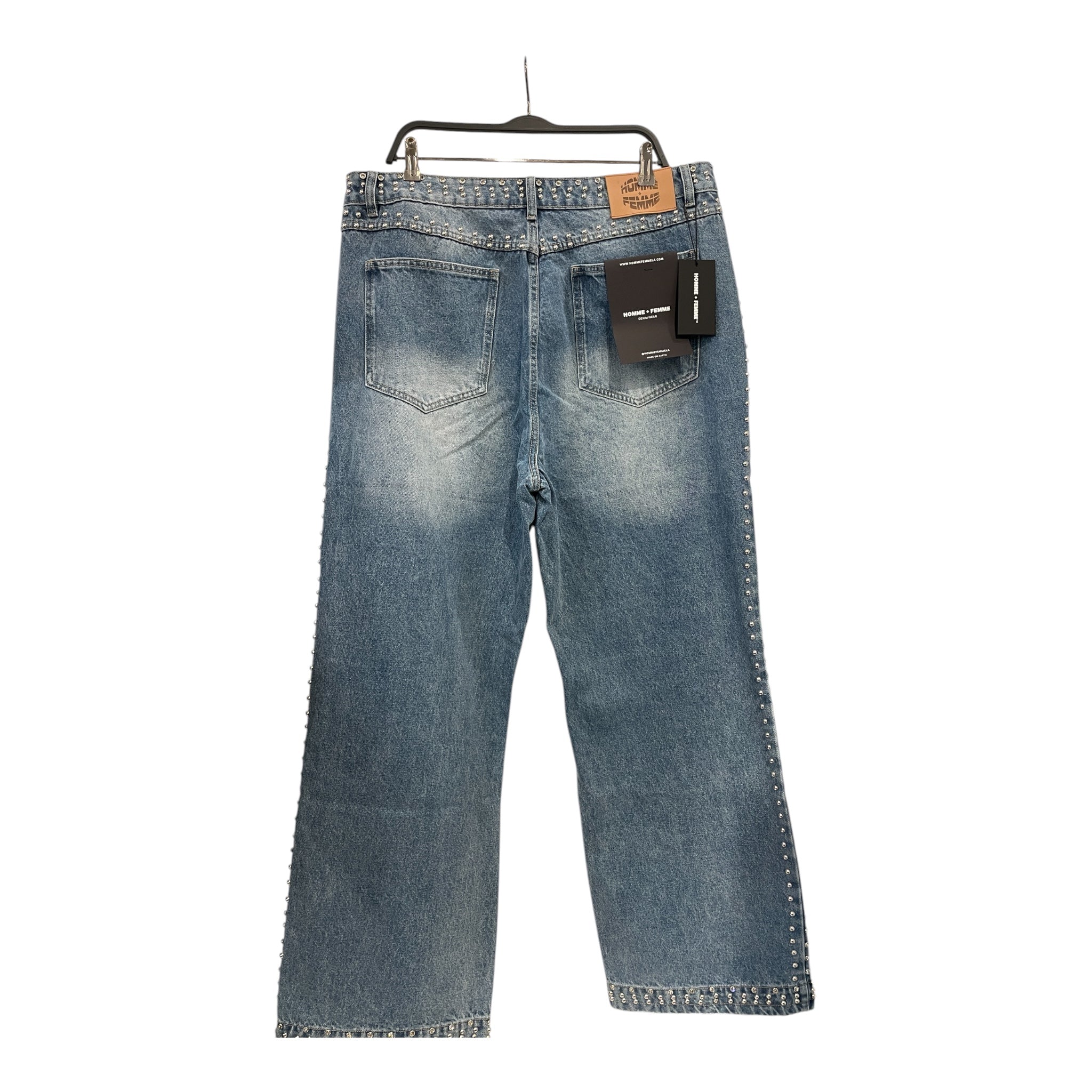 HOMME + FEMME/Straight Pants/38/Cotton/IDG/studs all over edges view 2