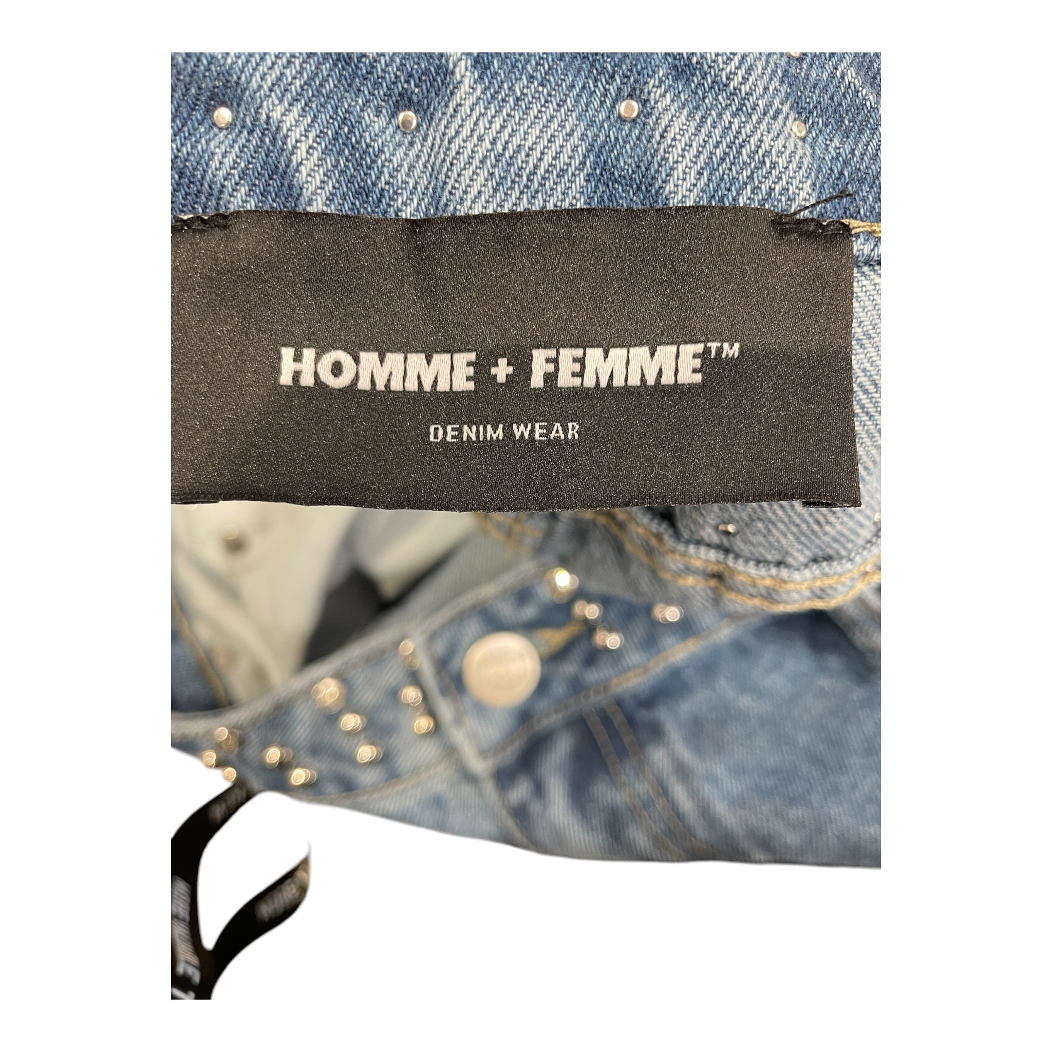 HOMME + FEMME/Straight Pants/38/Cotton/IDG/studs all over edges view 3