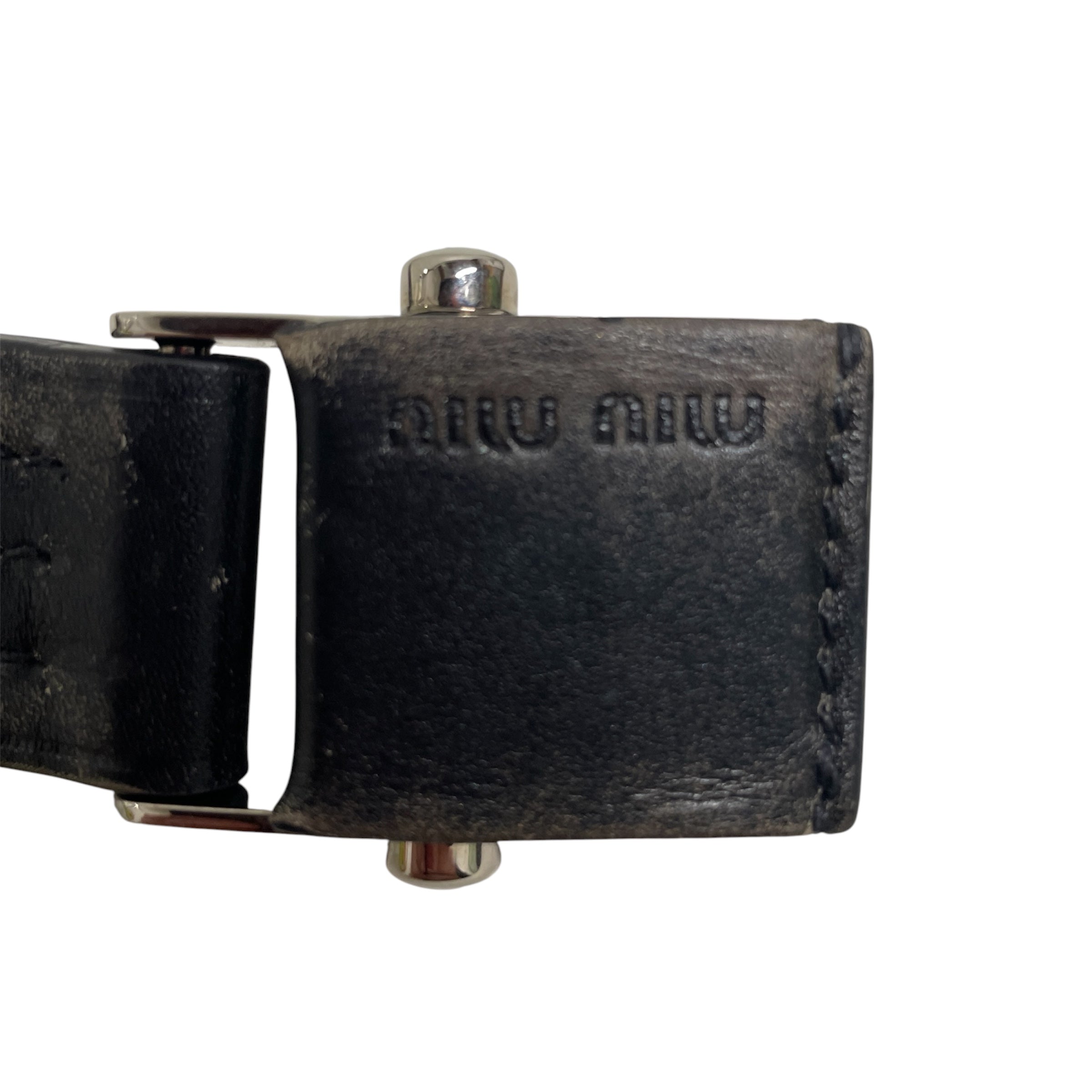 MIU MIU/Belt/Leather/BLK/L's/METAL CLAMP W/ LEATHER COVER view 3