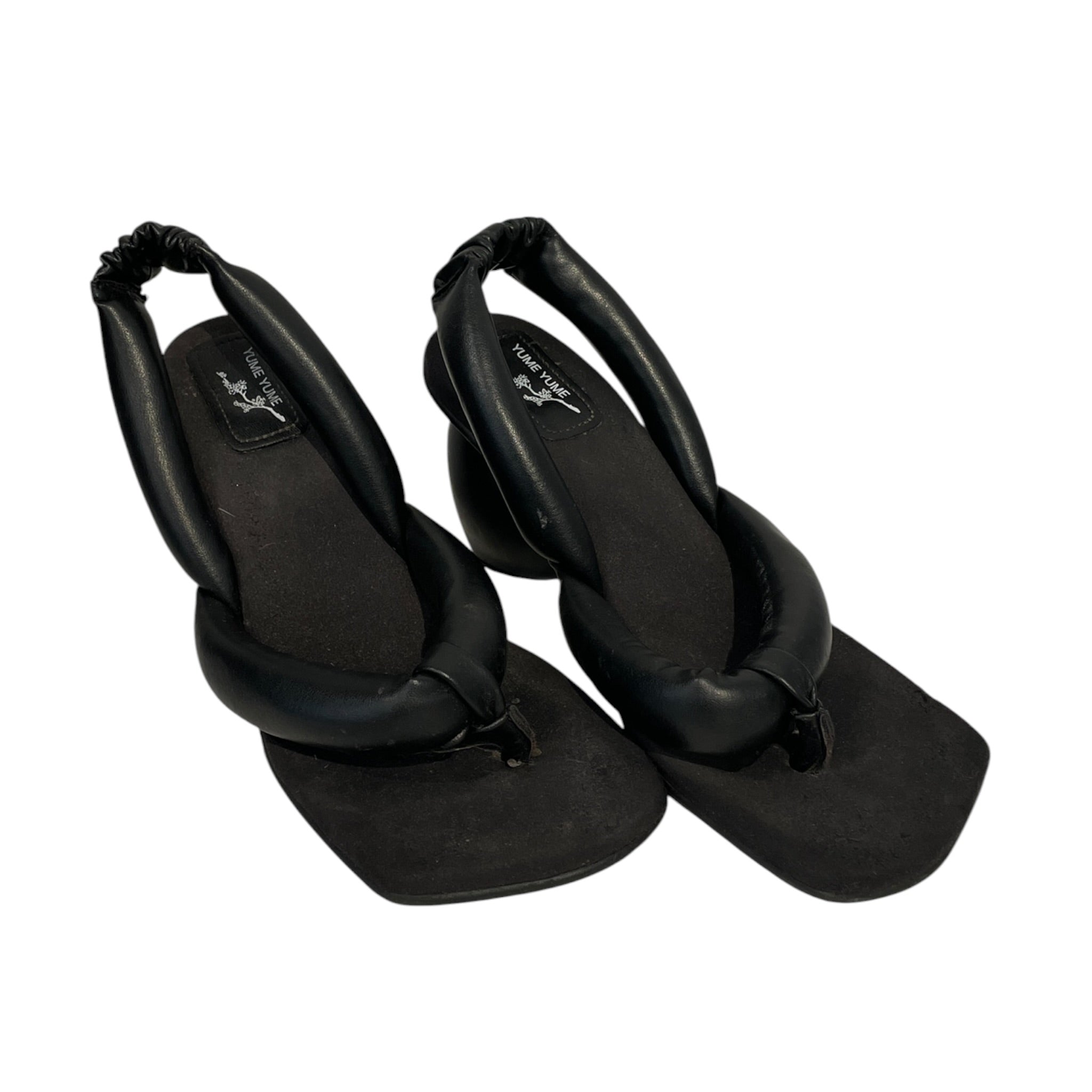 YUME YUME/Sandals/UK 5.5/Leather/BLK/Open-Toe/Chunky Heart Bottom view 1