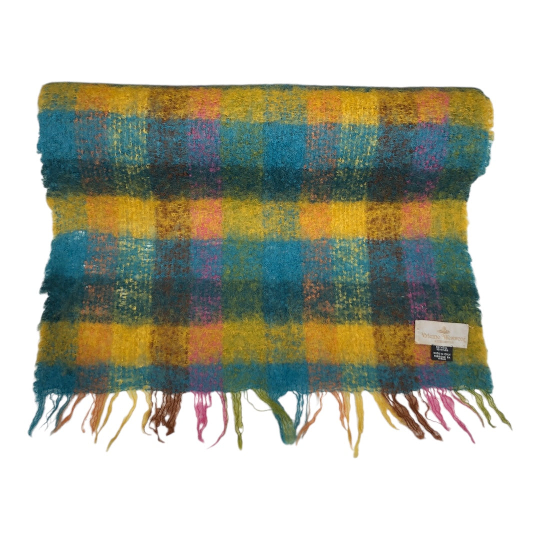 Vivienne Westwood/Scarf/Plaid/Wool/MLT/blue yellow pink squares view 2