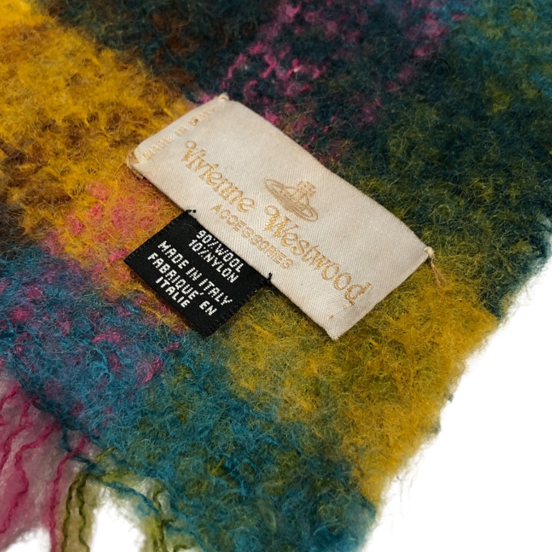 Vivienne Westwood/Scarf/Plaid/Wool/MLT/blue yellow pink squares view 3