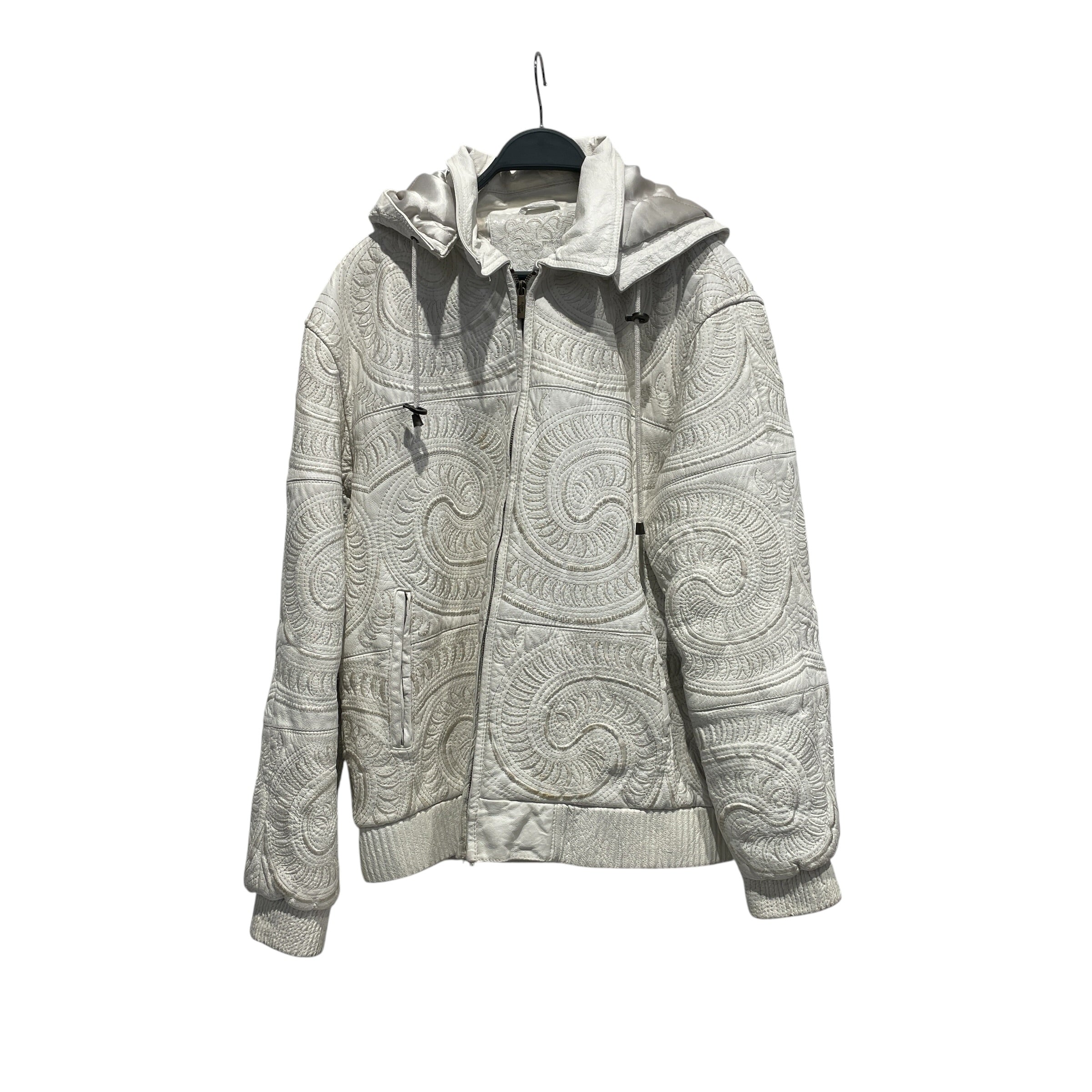 BUBBLE WELL/Leather Jkt/XL/Leather/WHT/STITCH DESIGN HOODED JACKET view 1