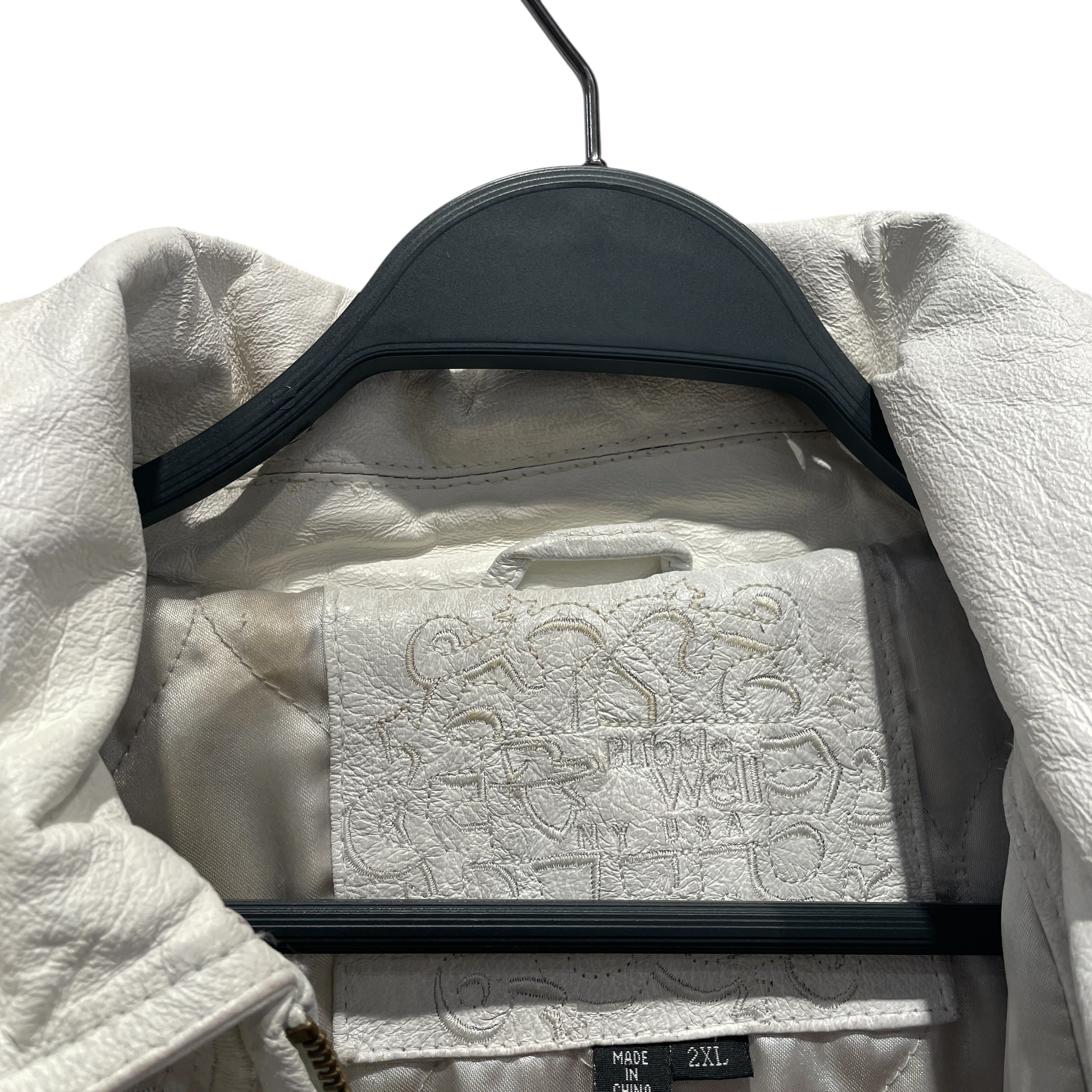 BUBBLE WELL/Leather Jkt/XL/Leather/WHT/STITCH DESIGN HOODED JACKET view 3