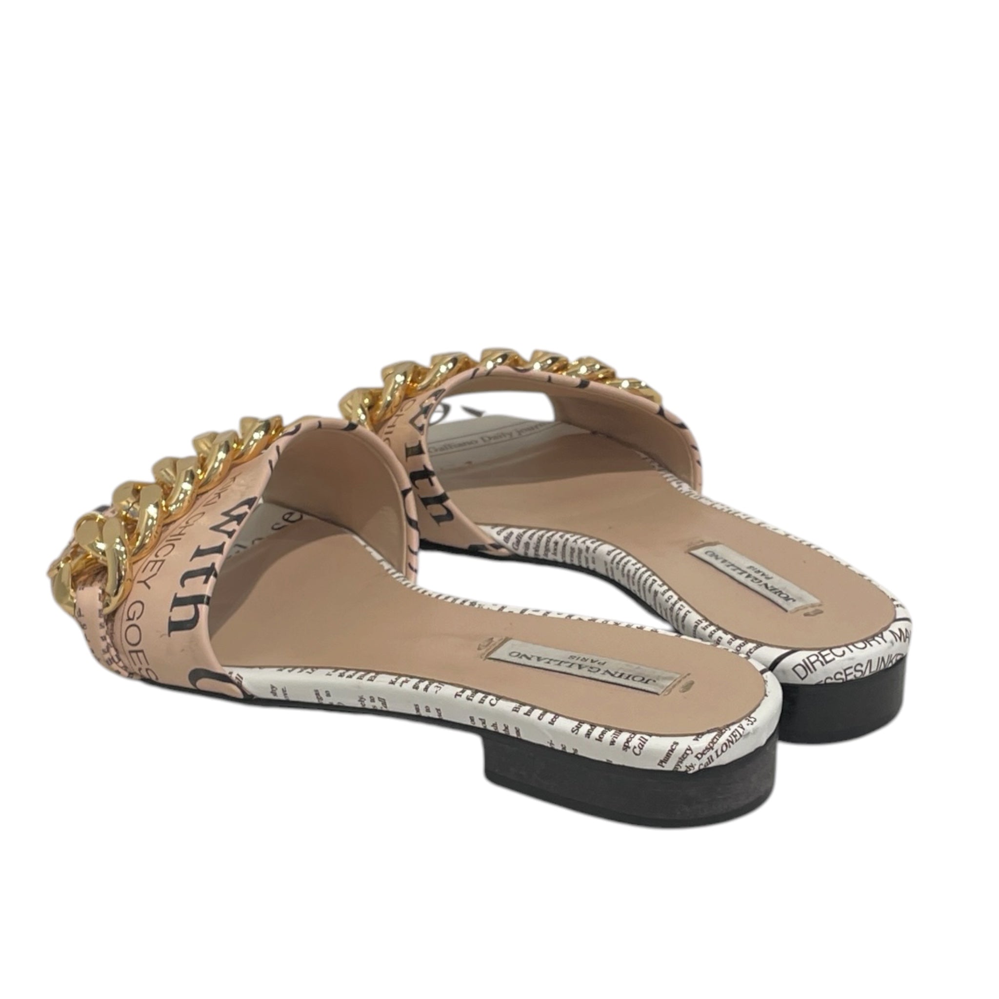 John Galliano/Sandals/EU 37/Leather/BEG/Newspaper link sandal view 2