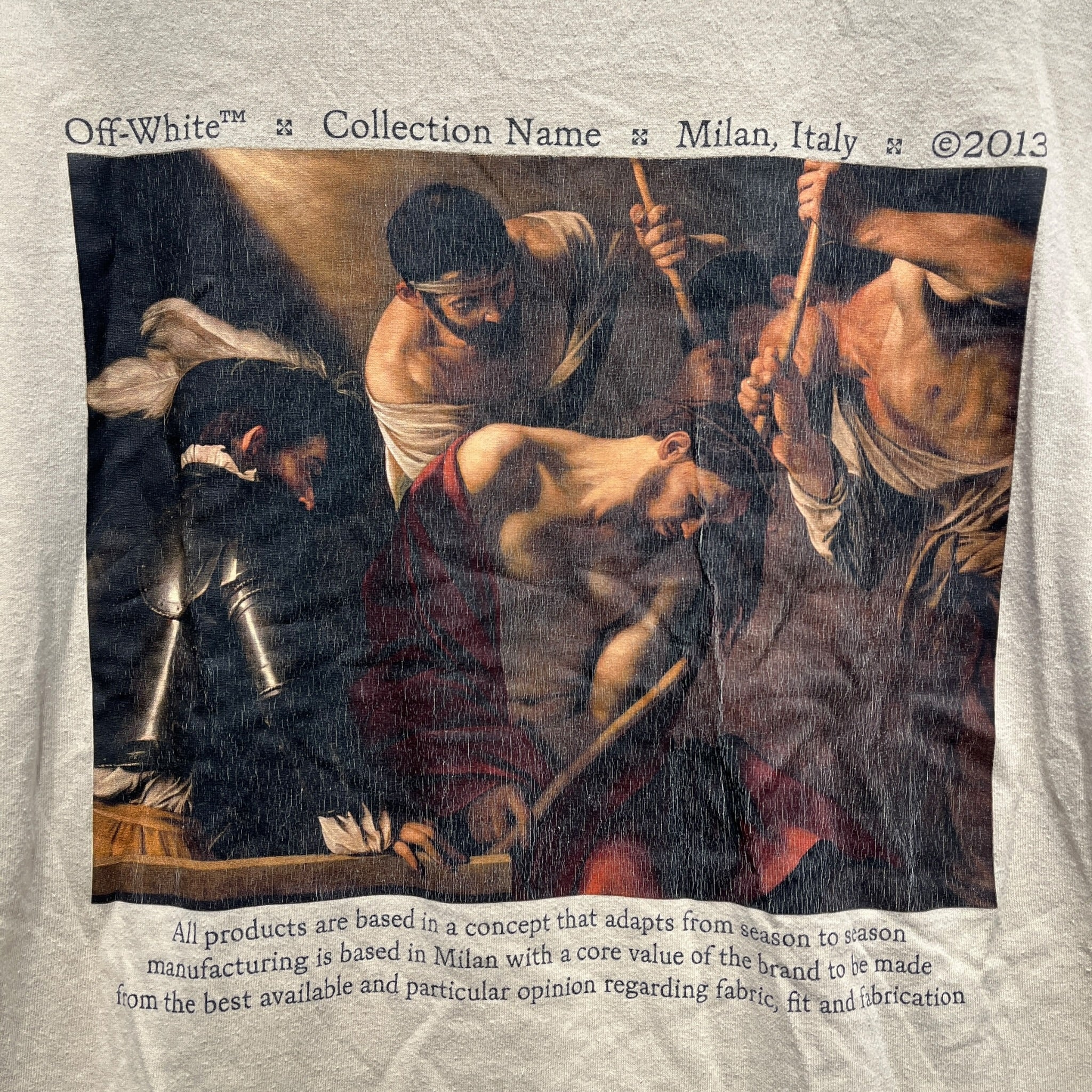 OFF-WHITE/T-Shirt/L/Cotton/BEG/CARVAGGIO GRAPHIC ON BACK view 7