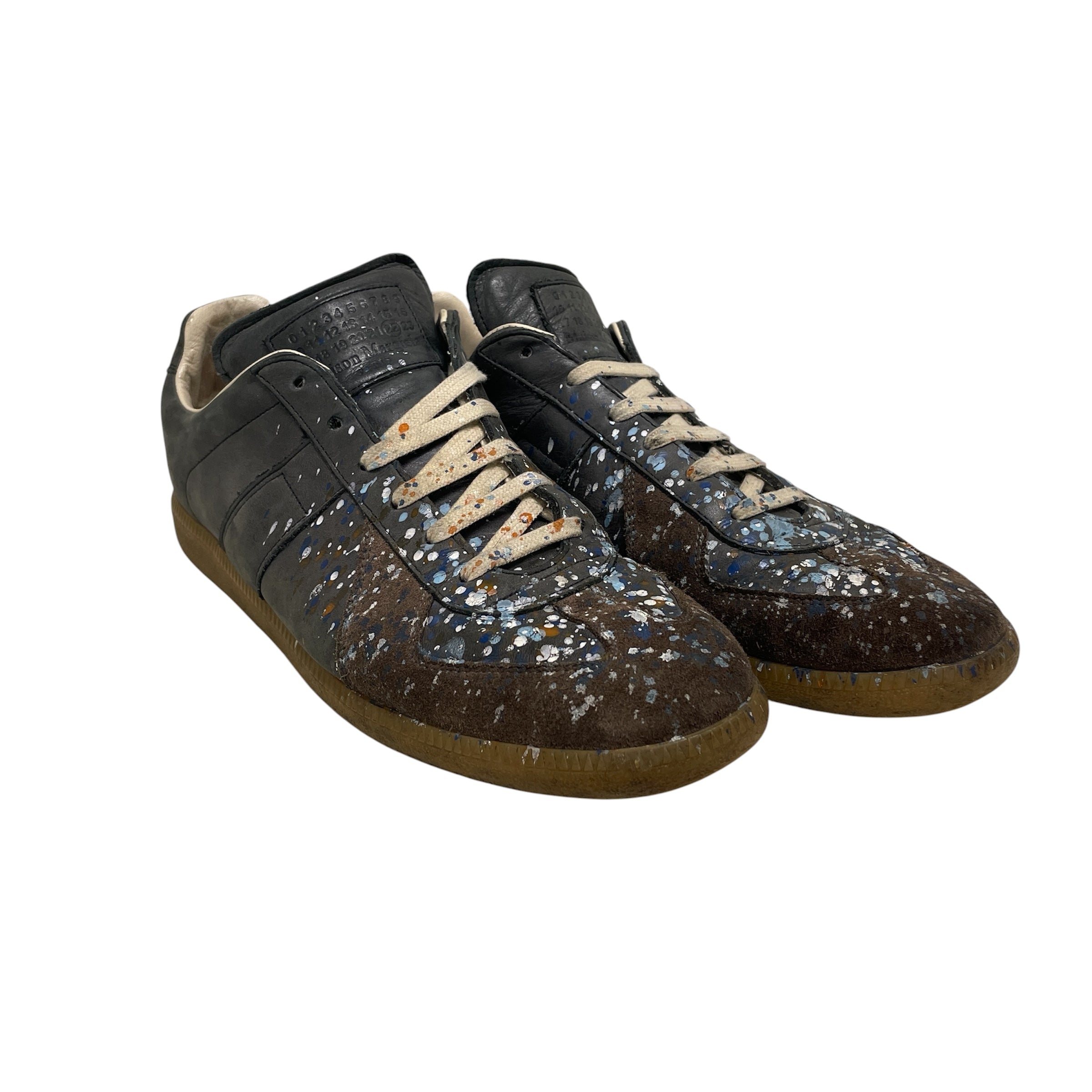 Maison Margiela/Low-Sneakers/EU 45/All Over Print/Leather/NVY/PAINT SPLATTER view 1