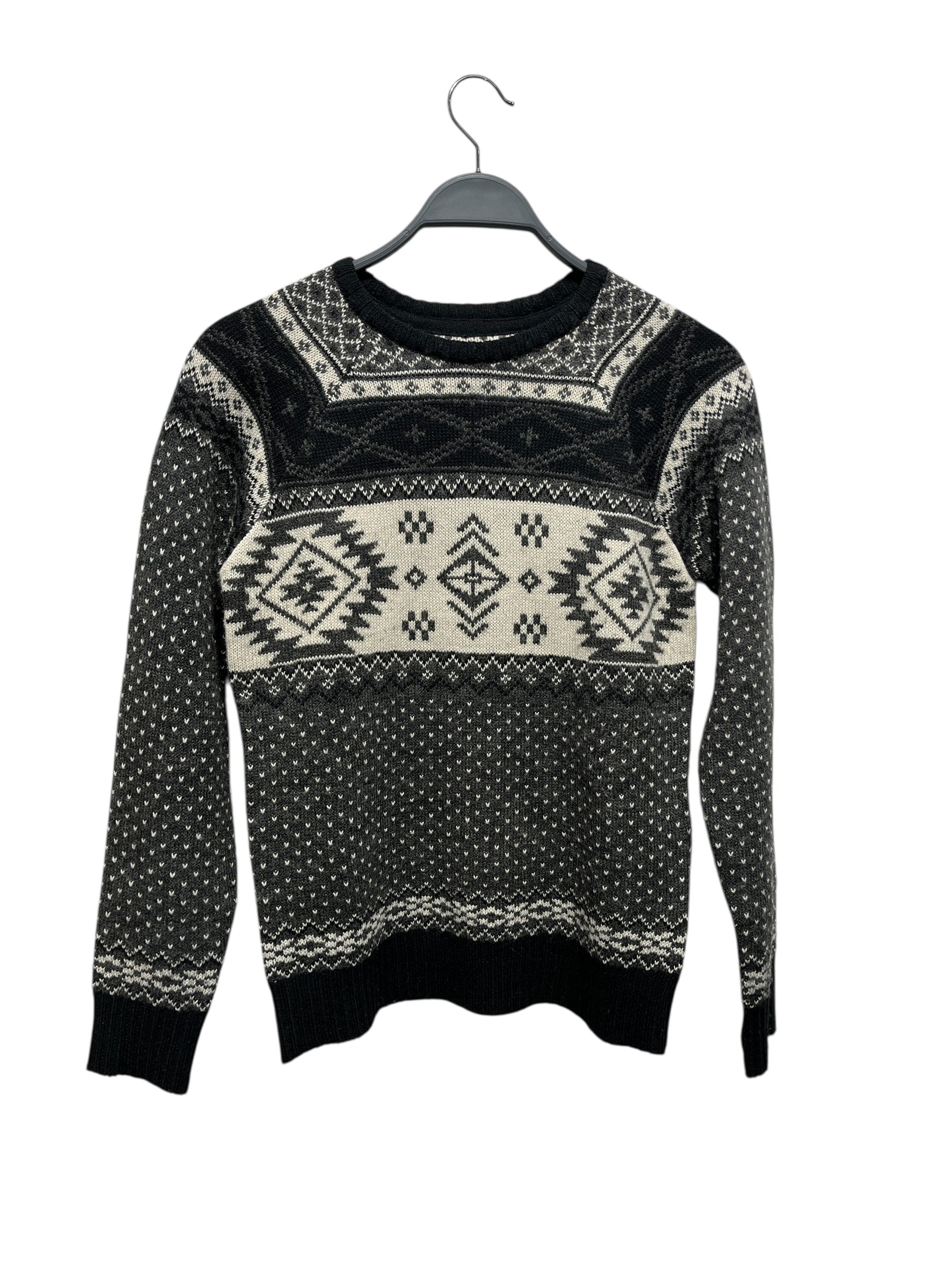 291295=HOMME/Sweater/1/All Over Print/Wool/GRY/VINTAGE STYLE SWEATER GRAPHIC view 1