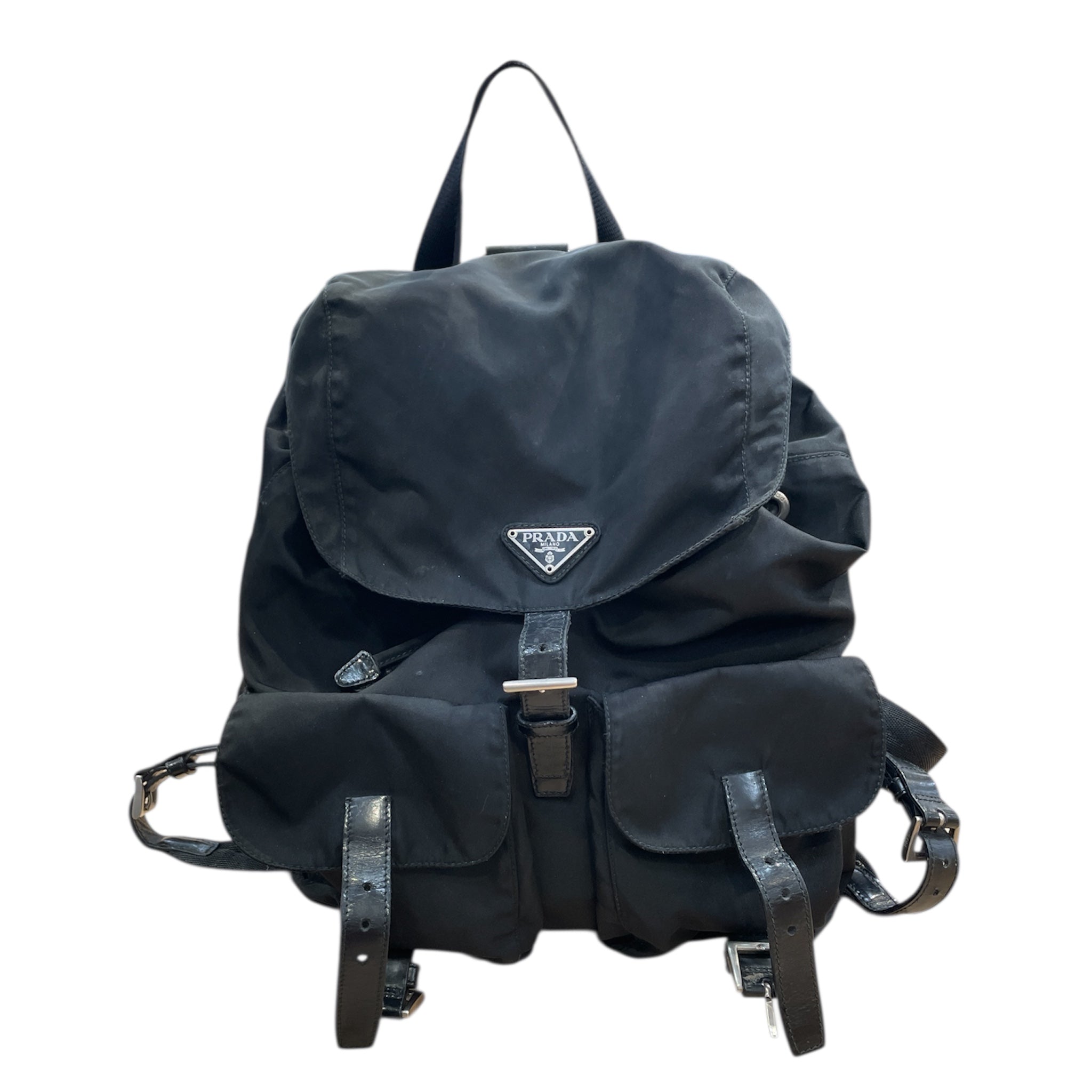 PRADA/Backpack/Nylon/BLK/slvr hardware w/ belts 6DXJ74Q view 1