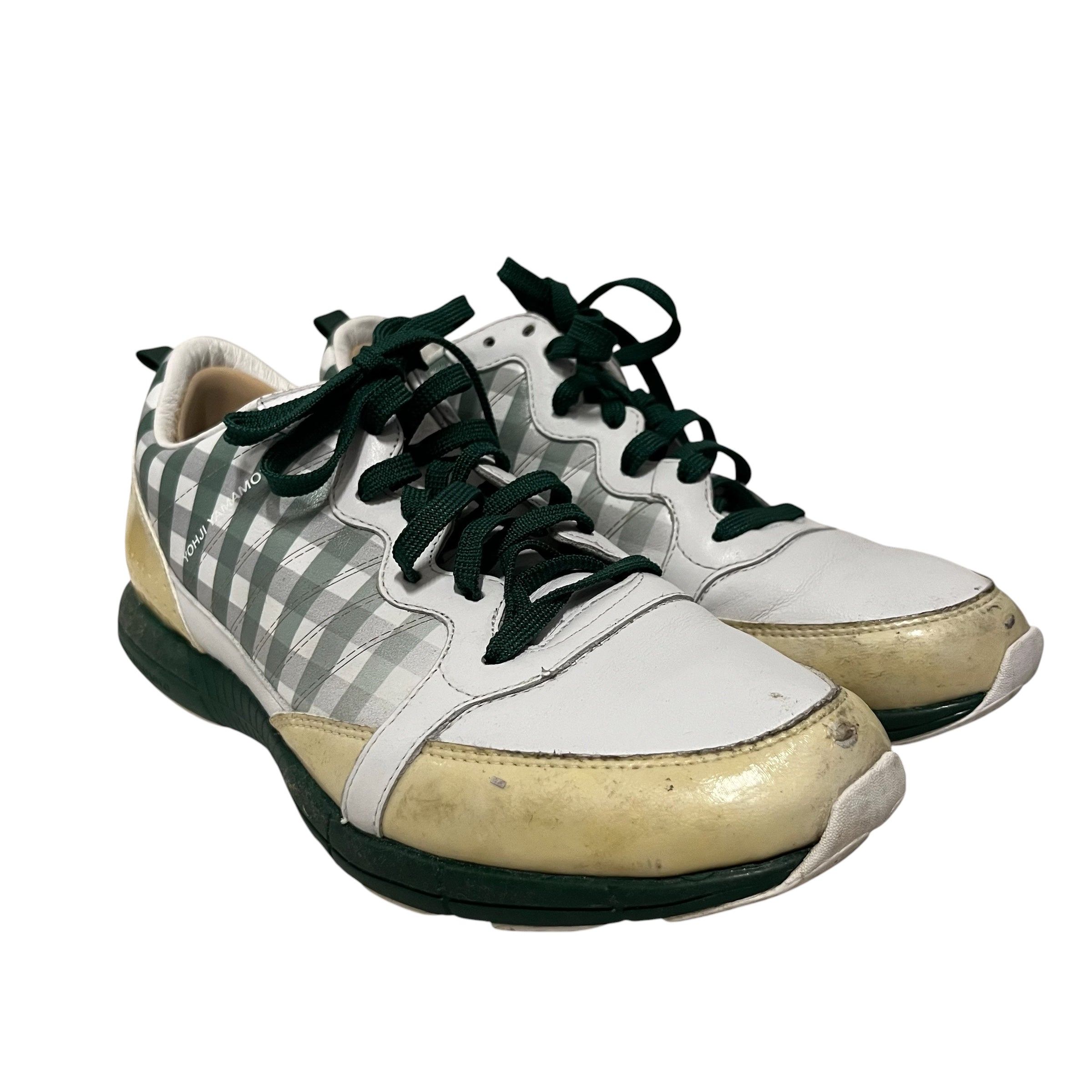 YOHJI YAMAMOTO/adidas/Low-Sneakers/US 6.5/Leather/WHT/trainer plaid view 1