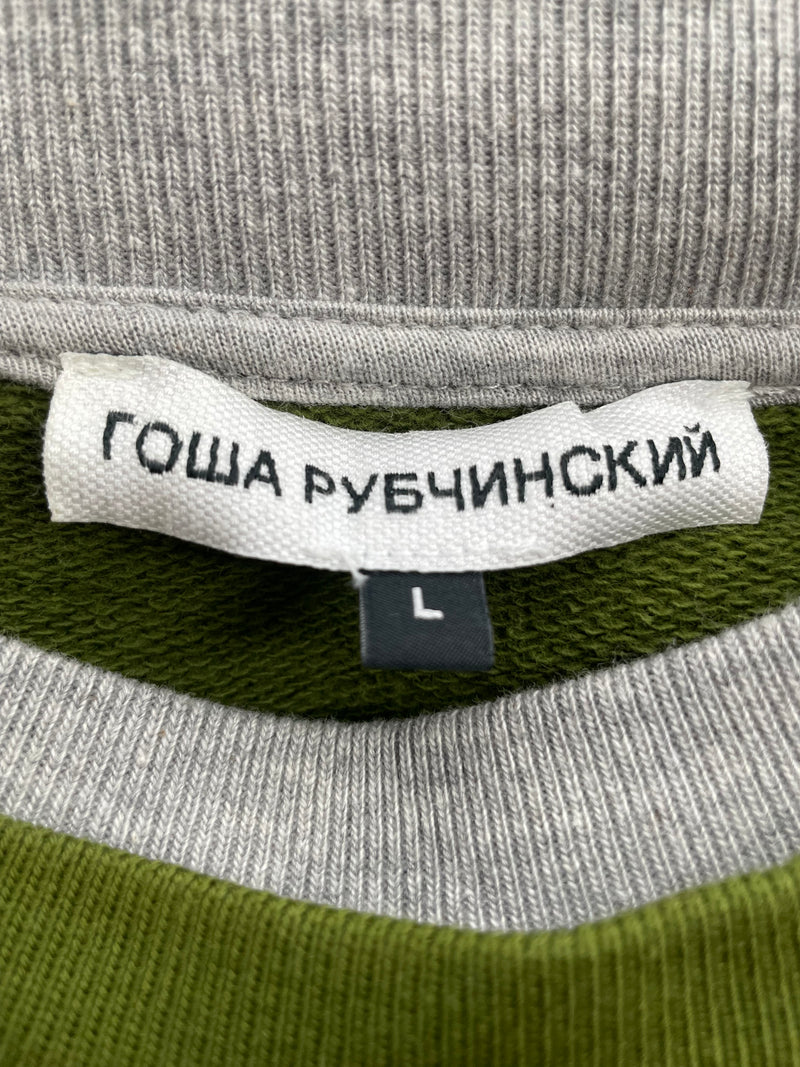 Gosha Rubchinskiy/Sweatshirt/L/Cotton/GRN/GREY SLEEVES