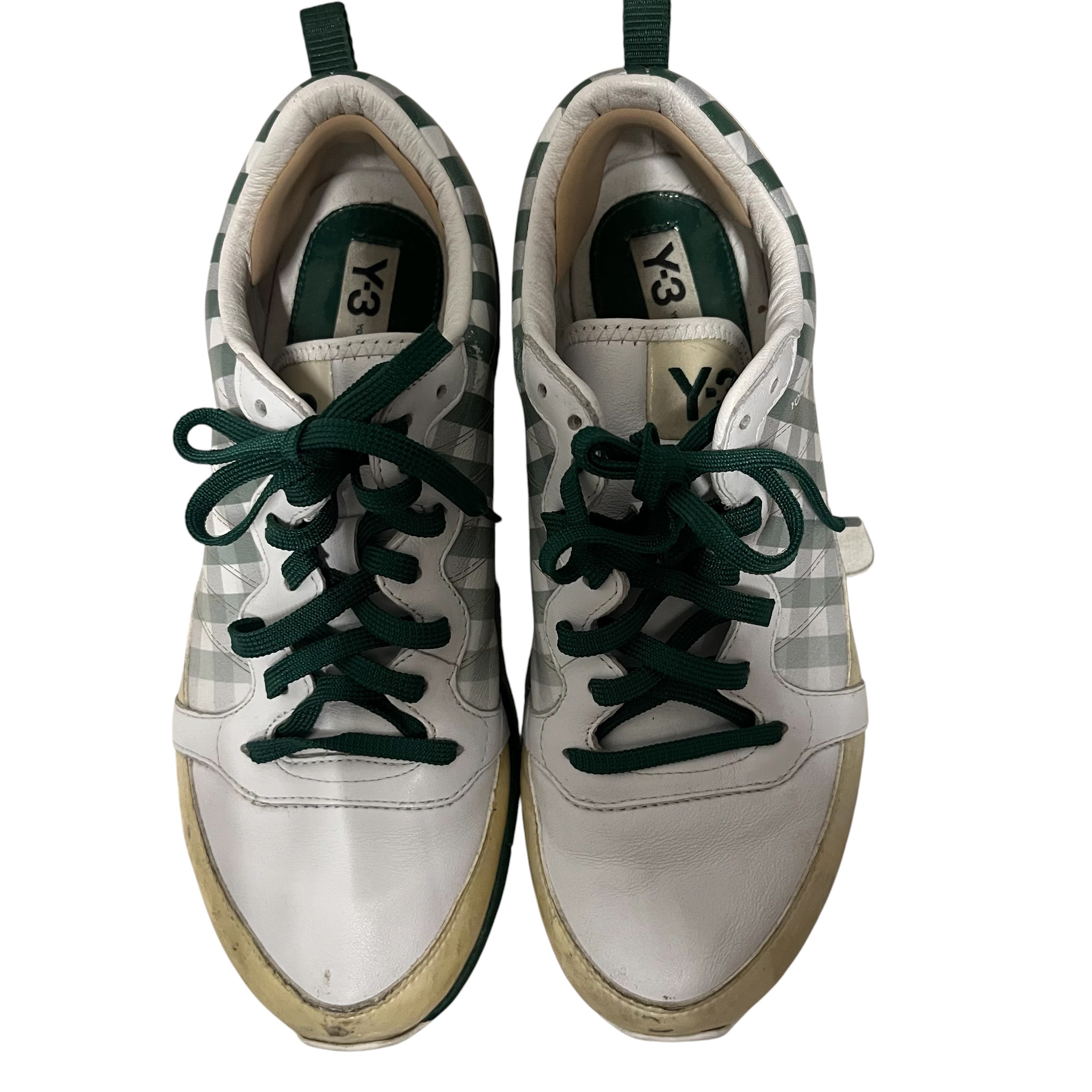 YOHJI YAMAMOTO/adidas/Low-Sneakers/US 6.5/Leather/WHT/trainer plaid view 3