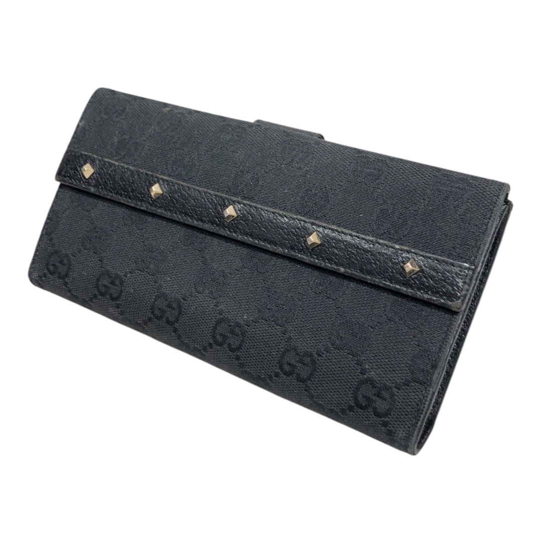 GUCCI/Bifold Wallet/Monogram/BLK/Studded Bifold Wallet view 1