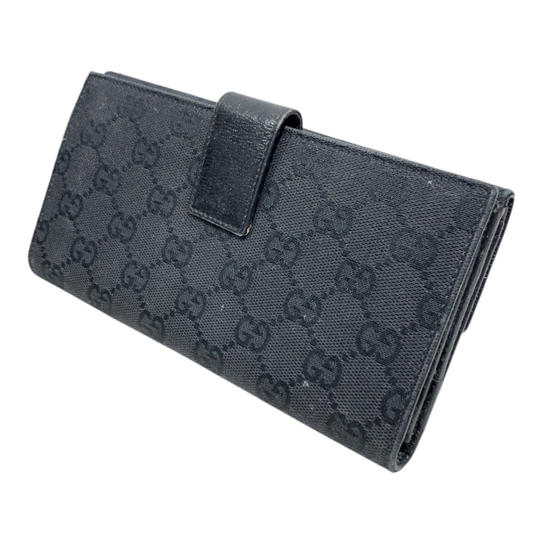 GUCCI/Bifold Wallet/Monogram/BLK/Studded Bifold Wallet view 2