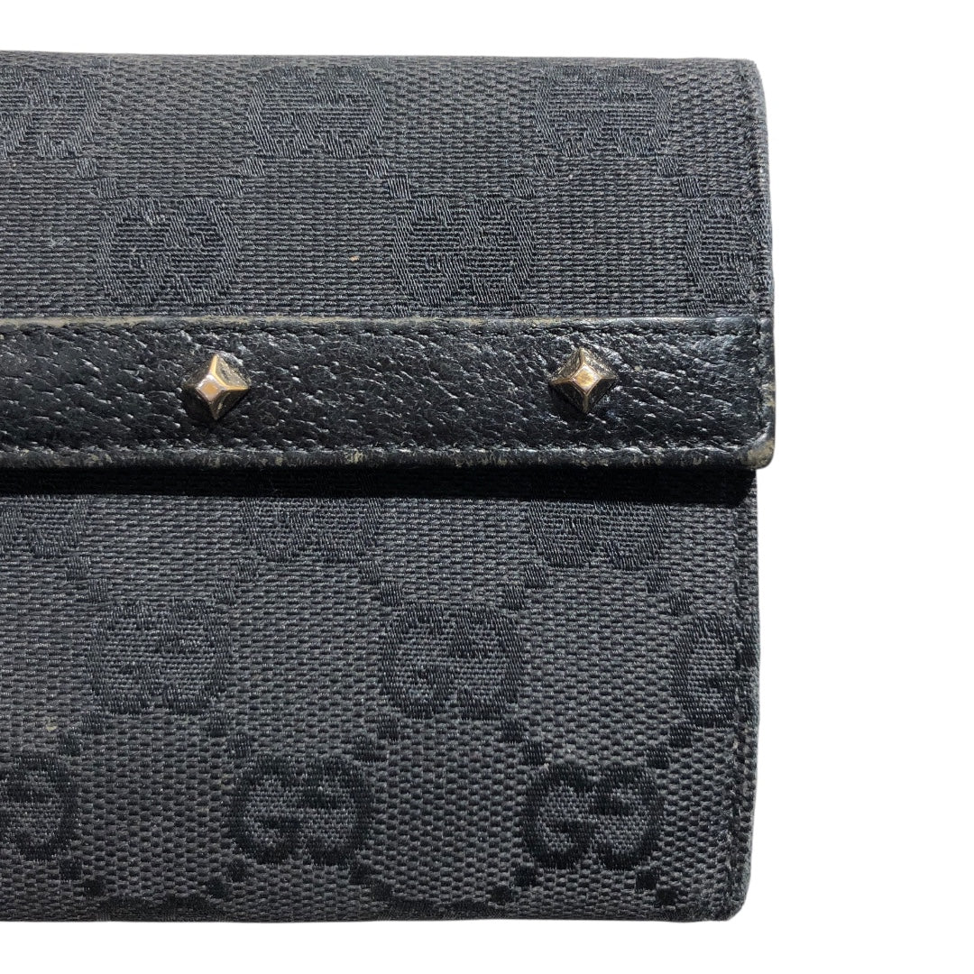 GUCCI/Bifold Wallet/Monogram/BLK/Studded Bifold Wallet view 3