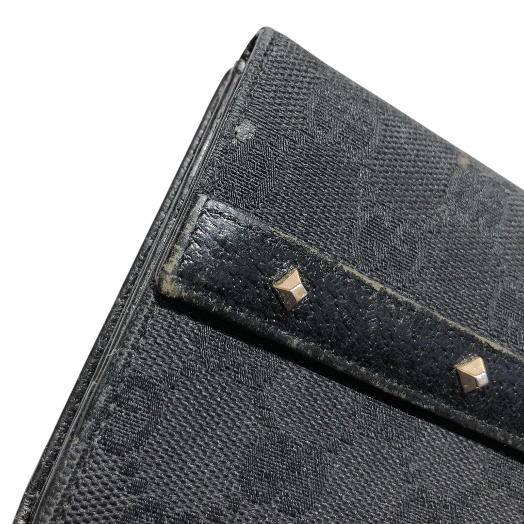 GUCCI/Bifold Wallet/Monogram/BLK/Studded Bifold Wallet view 4