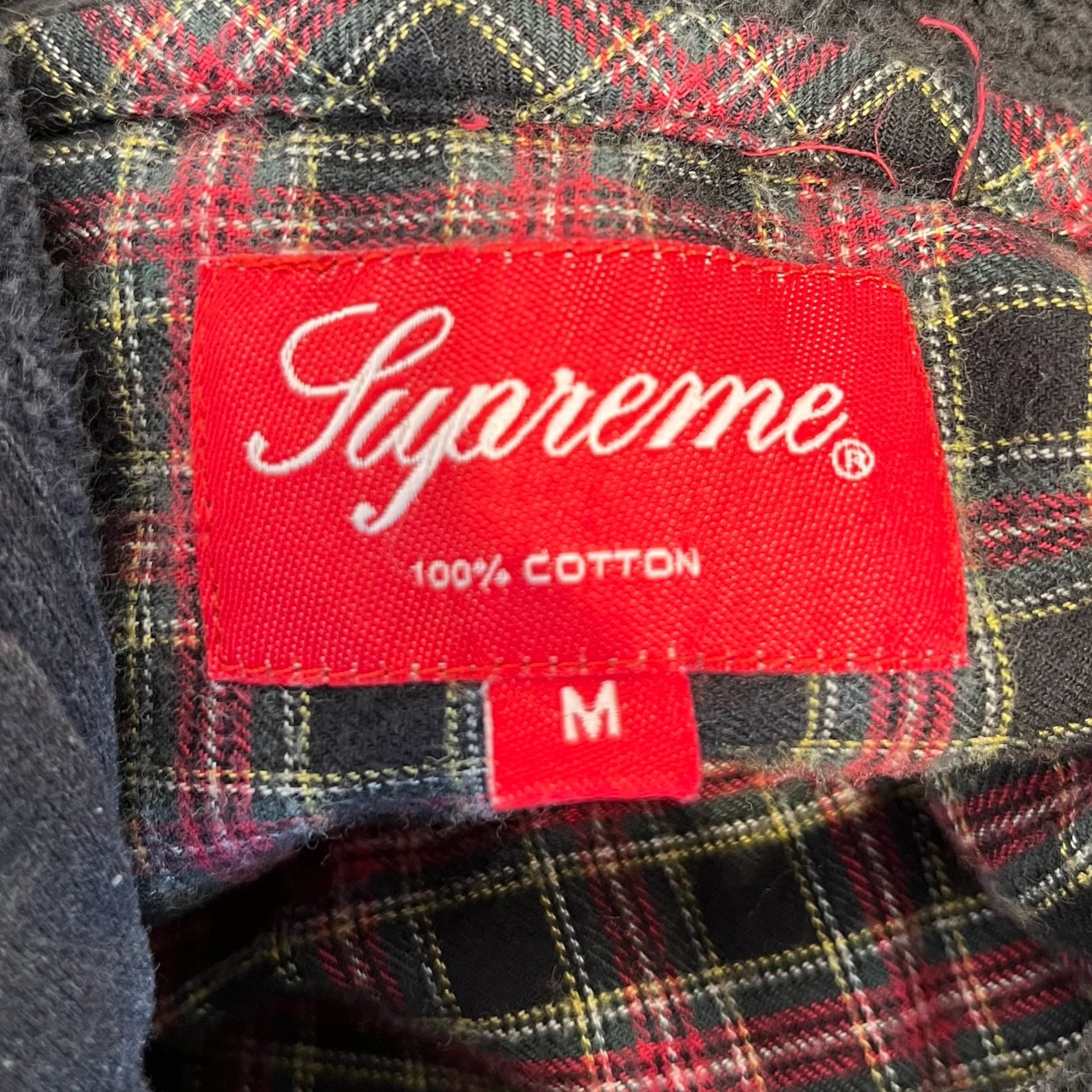 Supreme/Flannel Shirt/M/Cotton/RED/Tartan/2014 hoodie flannel blk sleeve view 3