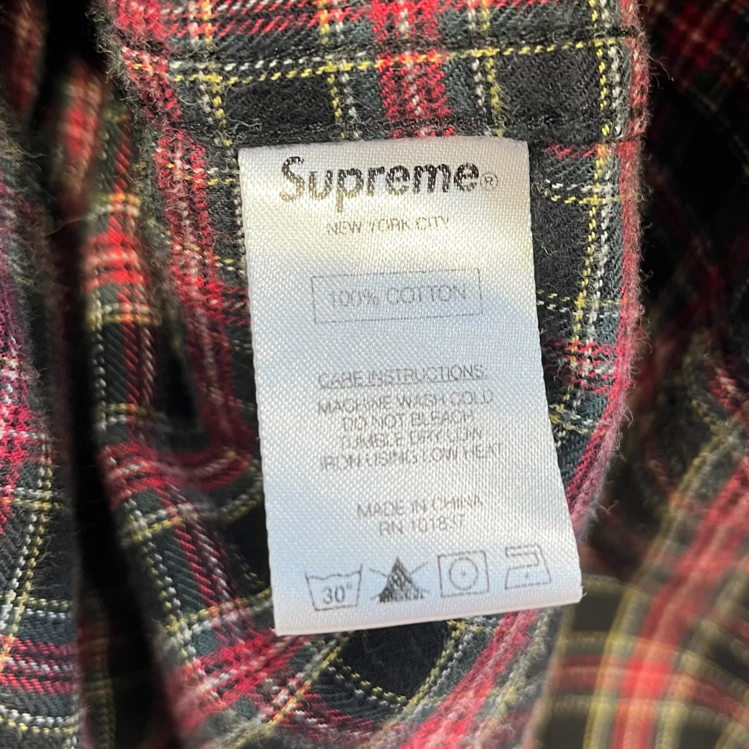 Supreme/Flannel Shirt/M/Cotton/RED/Tartan/2014 hoodie flannel blk sleeve view 4