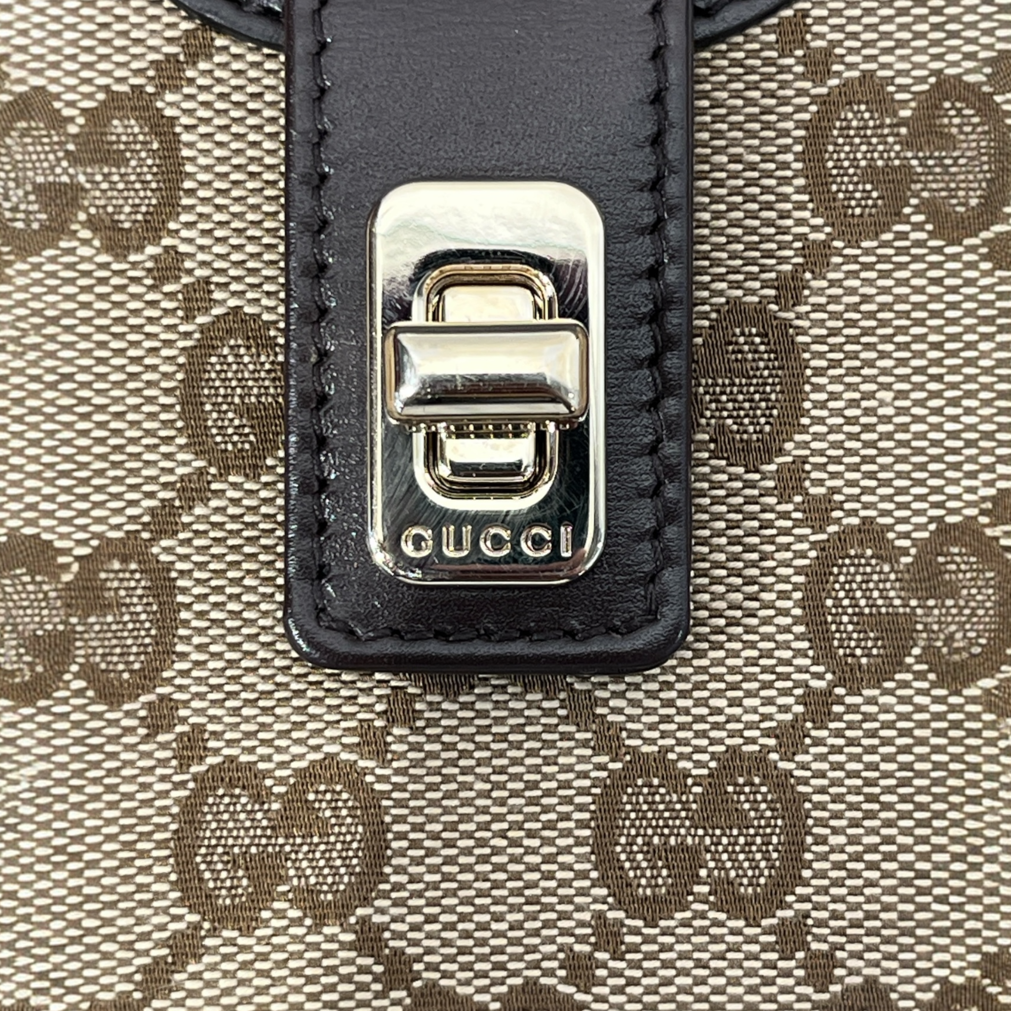 GUCCI/Hand Bag/Monogram/Cotton/BRW/BROWN LEEATHER LINED view 6