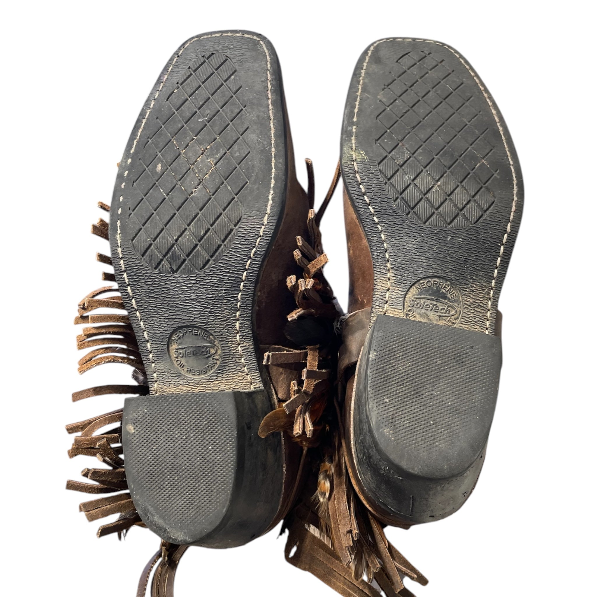FRYE/Ankle Boots/US 8/Leather/BRW/Fringe/custom fringe feather cuffs view 6