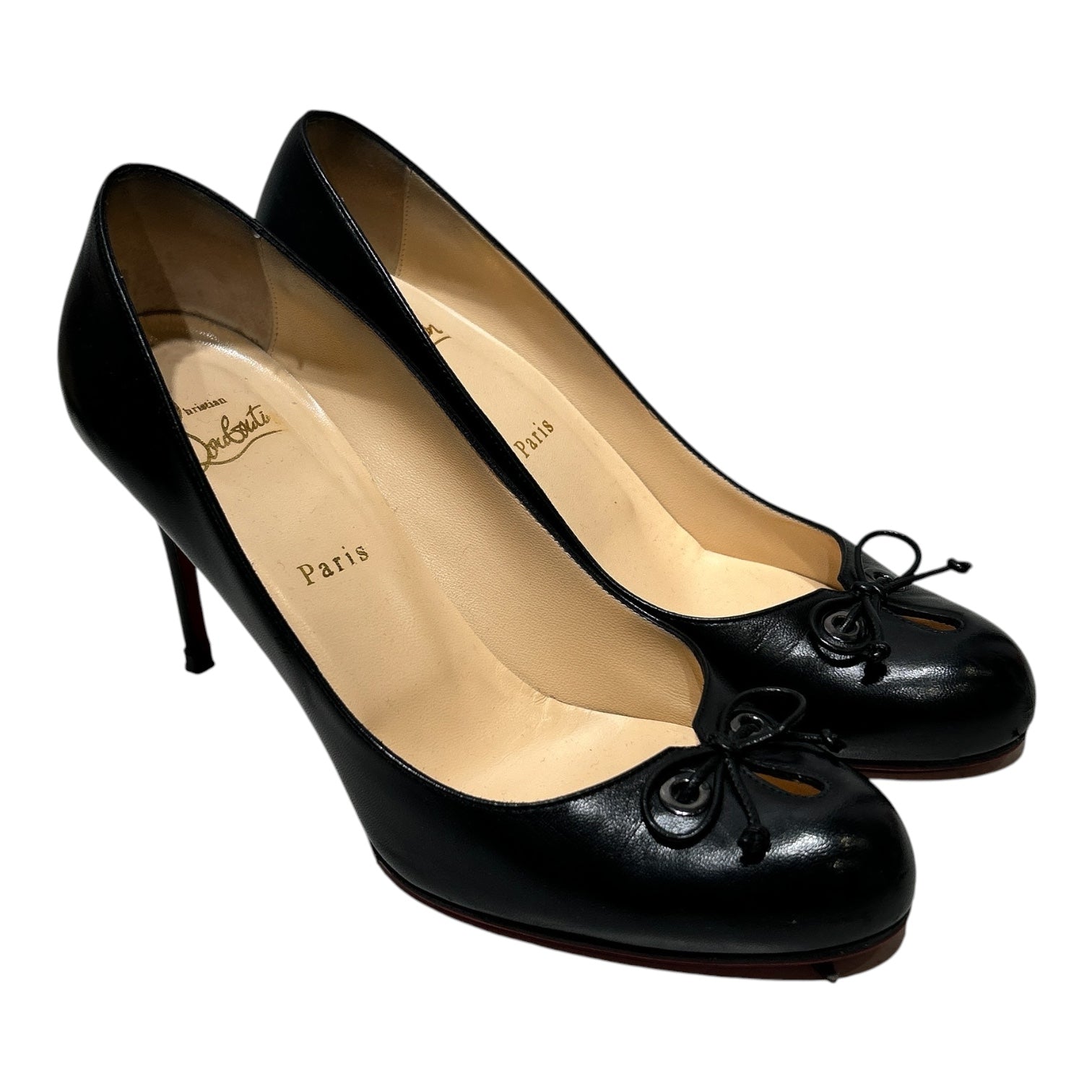 Christian Louboutin/Heels/EU 39/Leather/BLK/LEATHER RIBBON PUMPS view 1