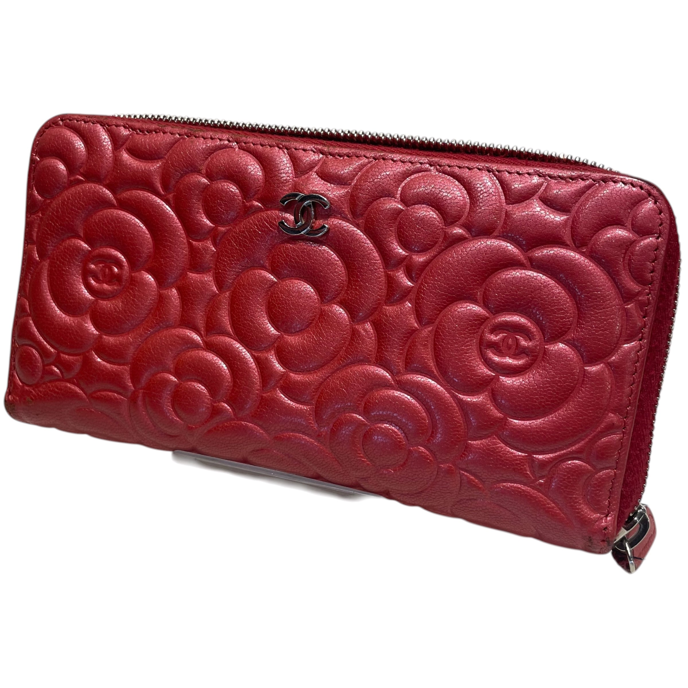 CHANEL/Wallet/Leather/PNK/Camellia Embossed Zip Wallet view 1