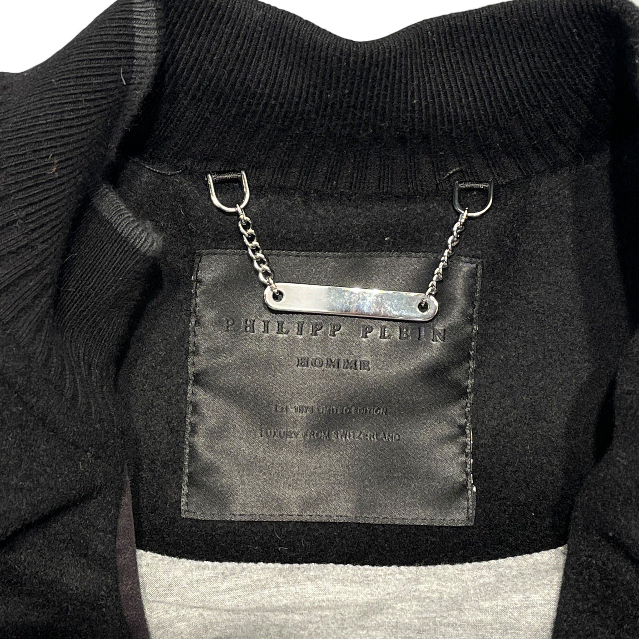 PHILIPP PLEIN/Jacket/M/Wool/BLK/Border/Wool Zip Jacket w Huge Zippers view 3