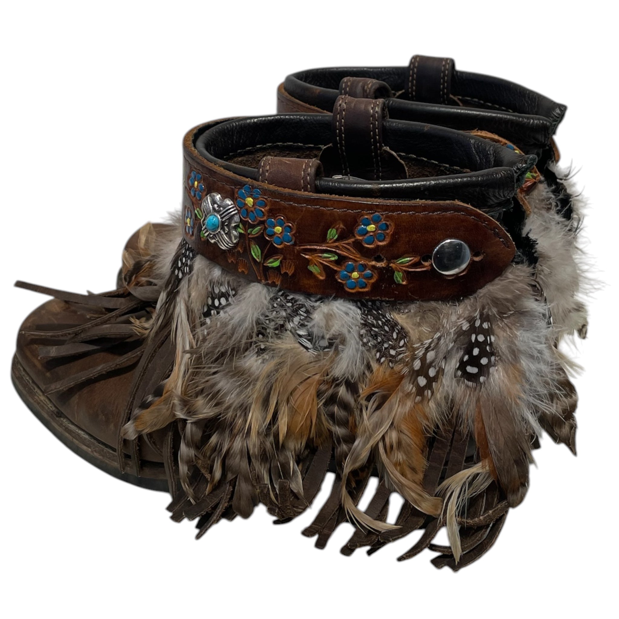 FRYE/Ankle Boots/US 8/Leather/BRW/Fringe/custom fringe feather cuffs view 2