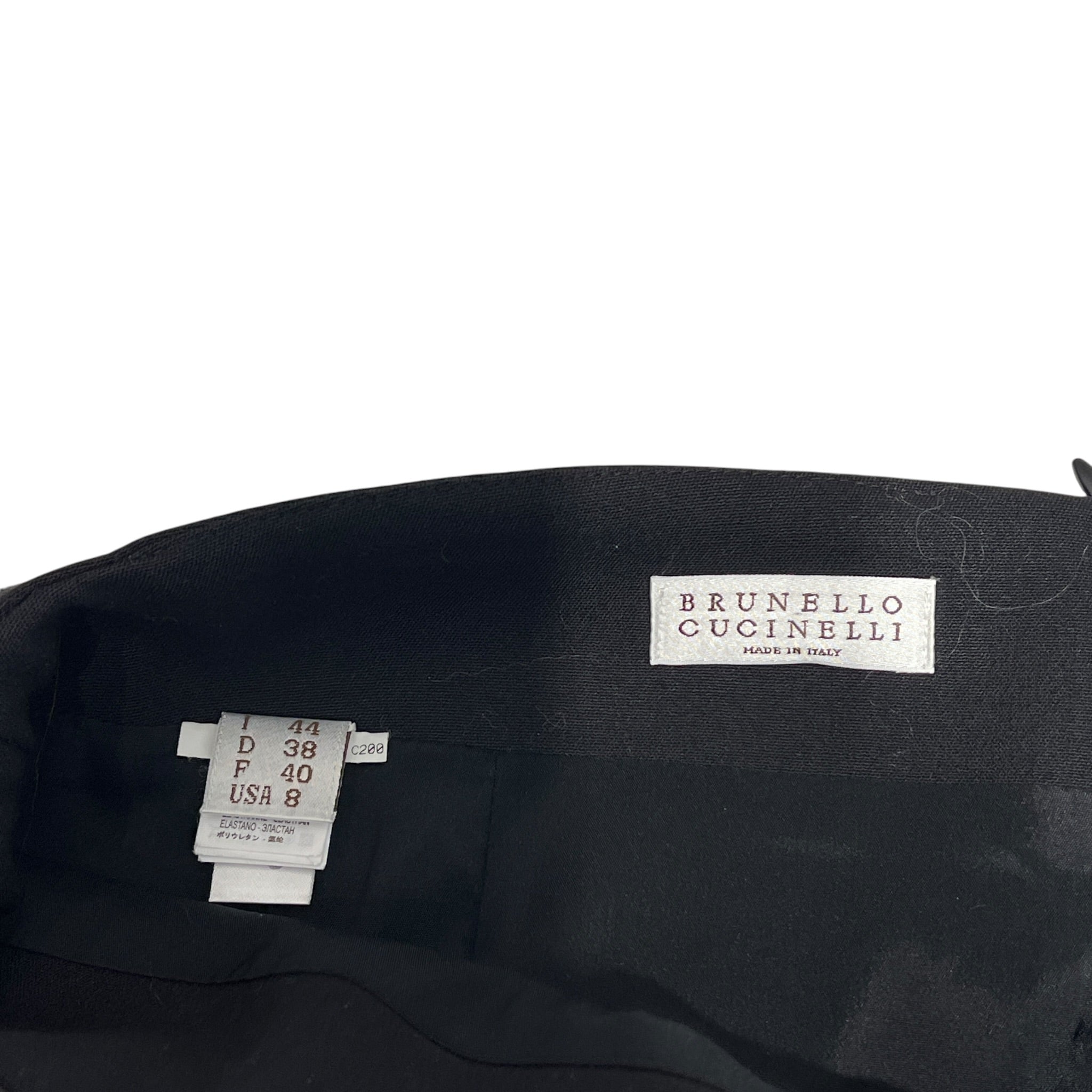 BRUNELLO CUCINELLI/Skirt/M/Cotton/BLK/LEATHER TOP FLAP view 3