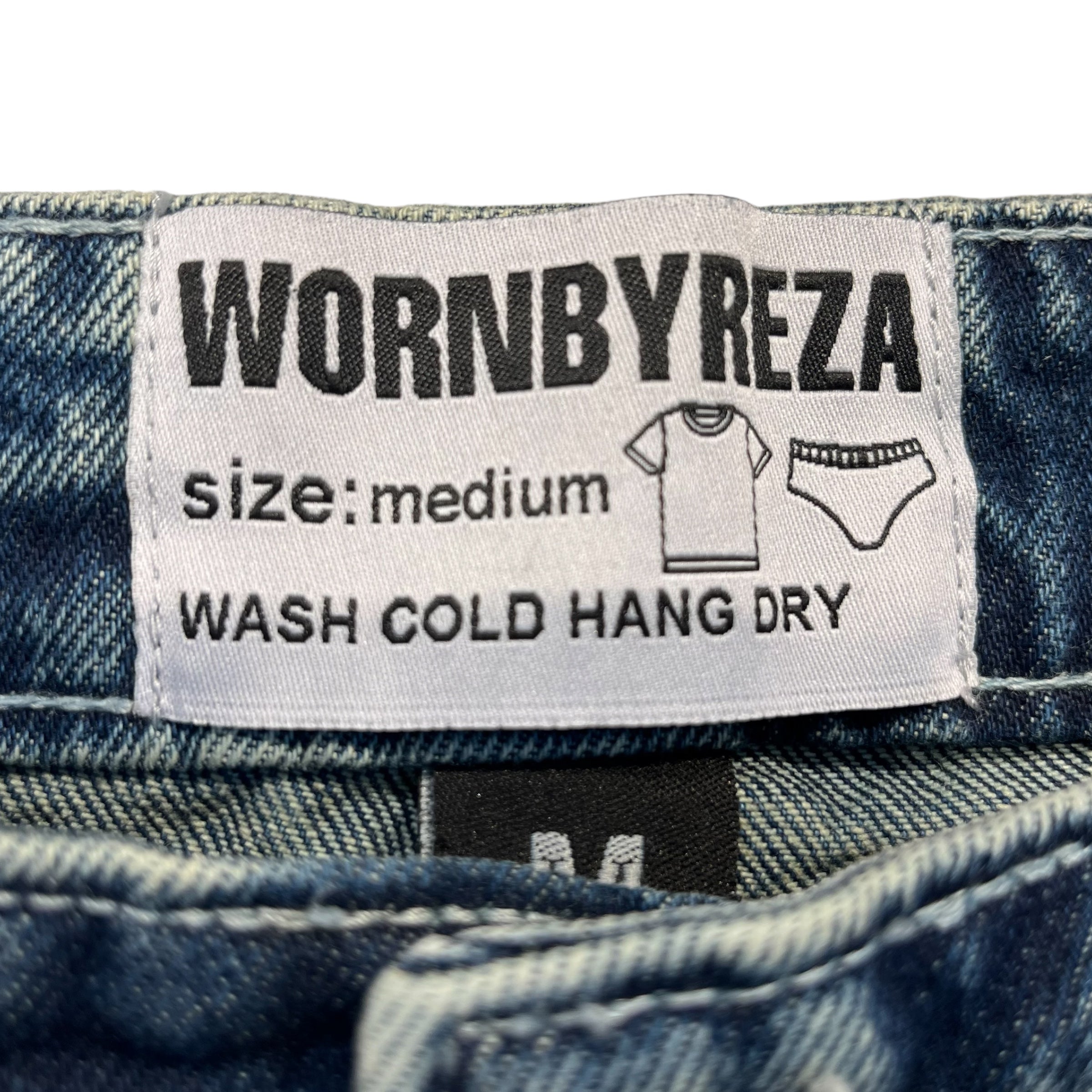 WORNBYREZA/Straight Pants/M/Denim/BLU/FADE WASH DISTRESSED KNEE view 3