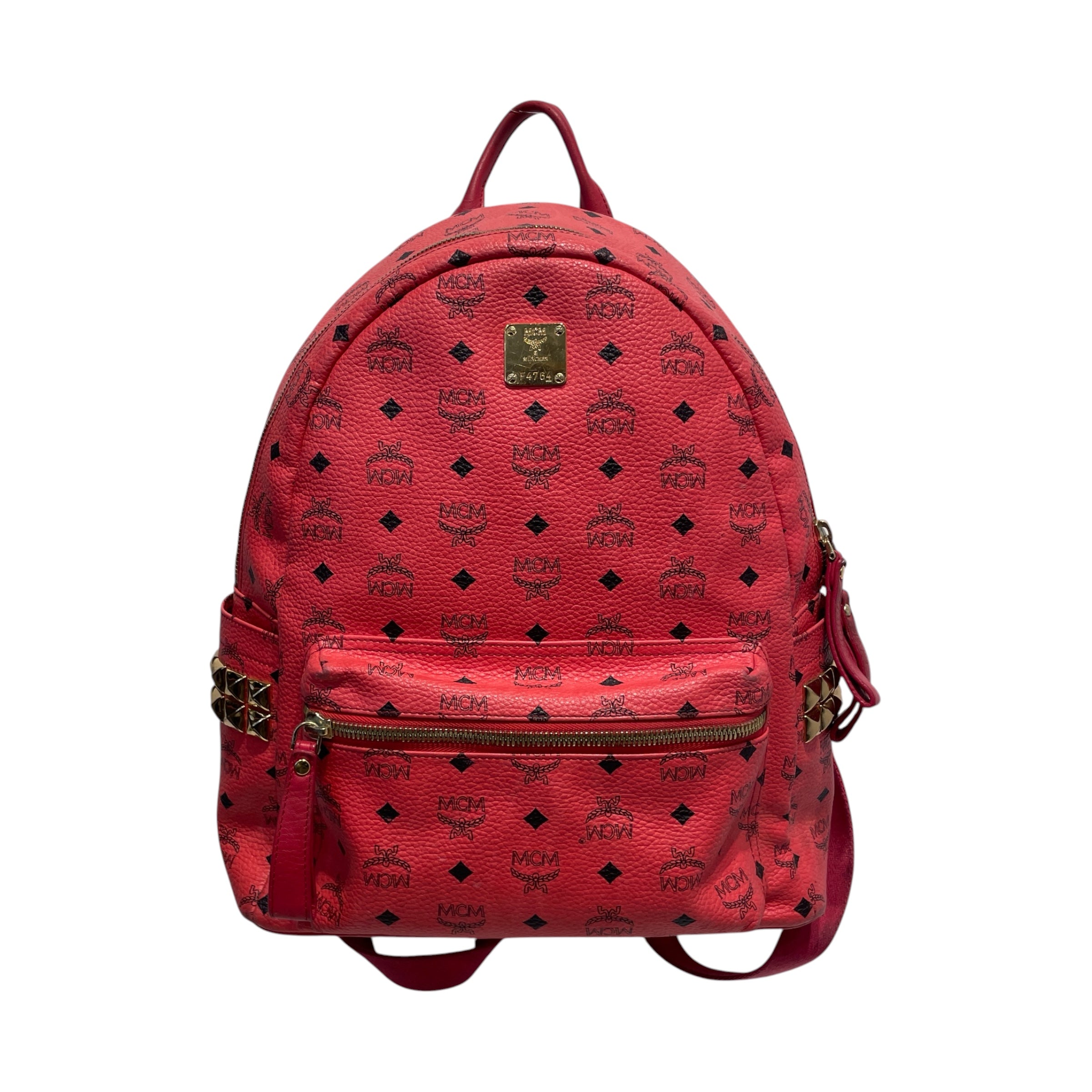MCM/Backpack/Monogram/Leather/PNK/GOLD STUDDED view 1