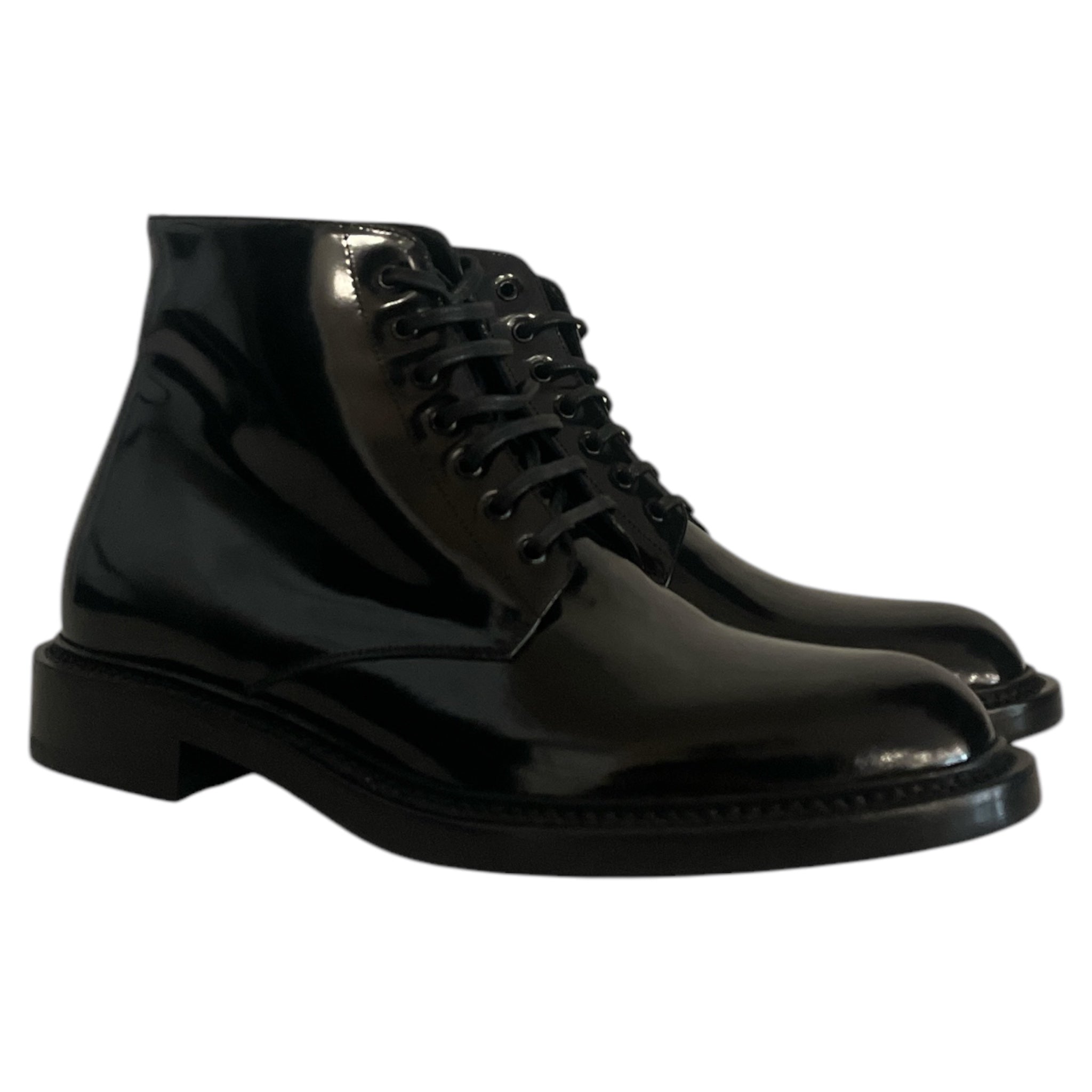 SAINT LAURENT/Dress Shoes/US 7/BLK/PATENT LEATHER LACE UP BOOT view 1
