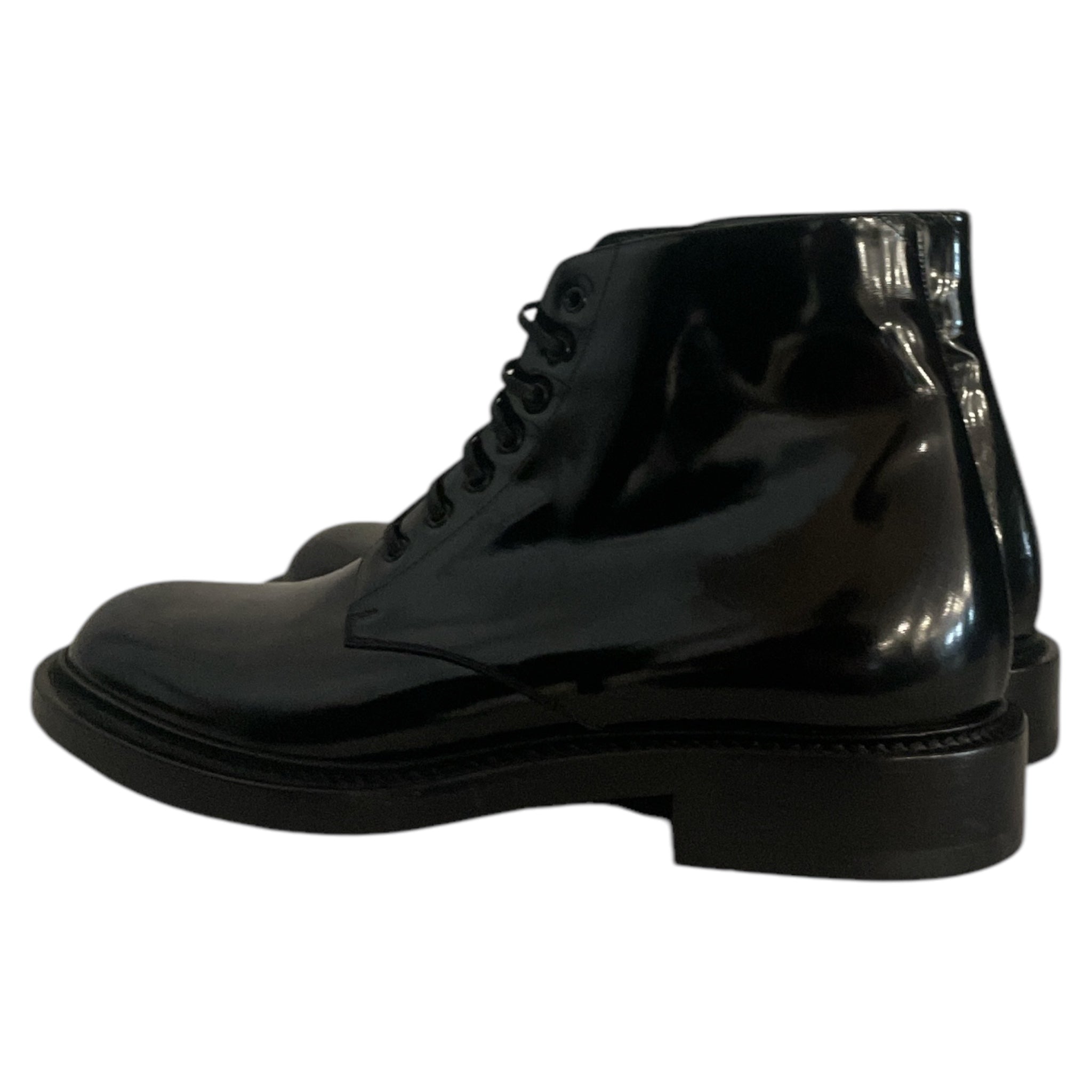 SAINT LAURENT/Dress Shoes/US 7/BLK/PATENT LEATHER LACE UP BOOT view 2