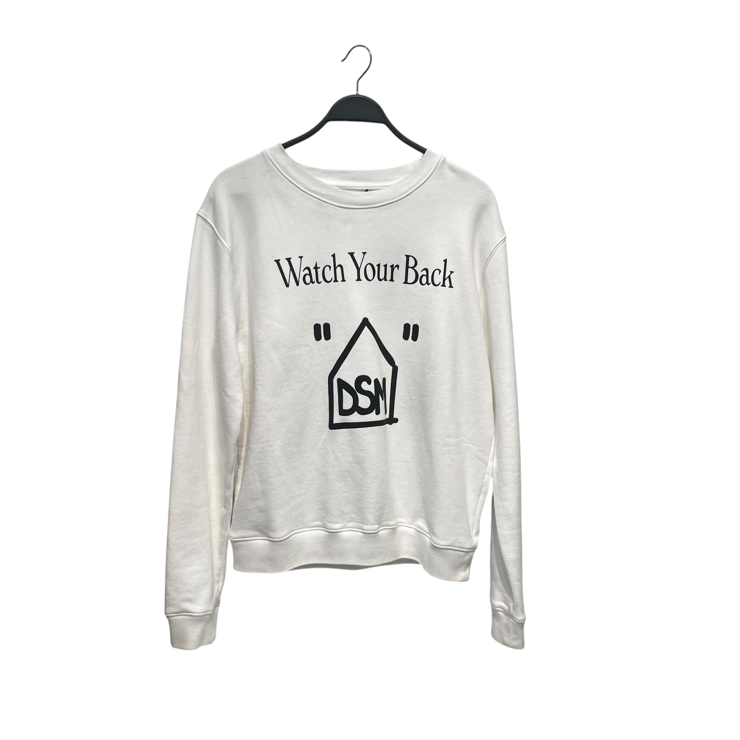 OFF-WHITE/DOVER STREET MARKET/Sweatshirt/L/Graphic/Cotton/WHT/watch your back view 1