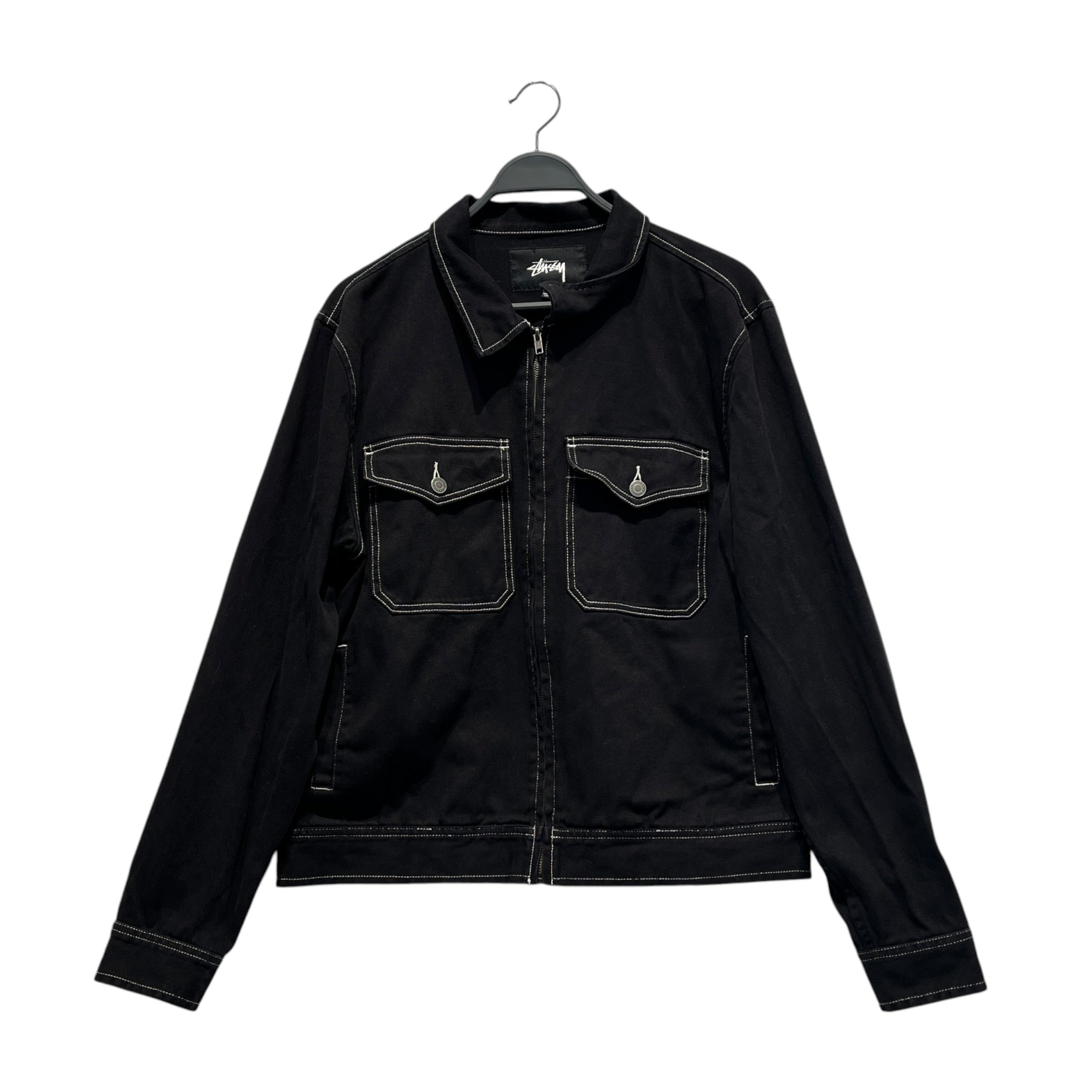 STUSSY/Denim Jkt/L/Cotton/BLK/Overdyed Garage Work Jacket view 1