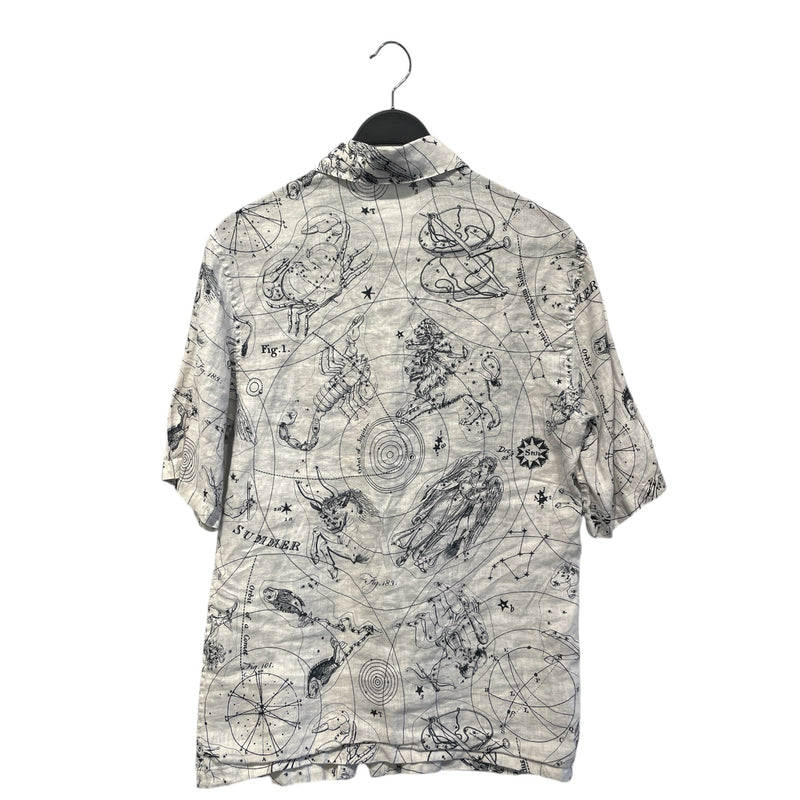 Acne Studios/SS Shirt/M/Linen/WHT/All Over Print/Astrology - ***Small Stain