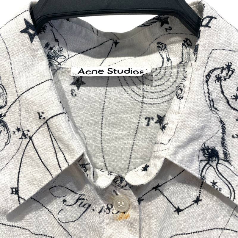 Acne Studios/SS Shirt/M/Linen/WHT/All Over Print/Astrology - ***Small Stain