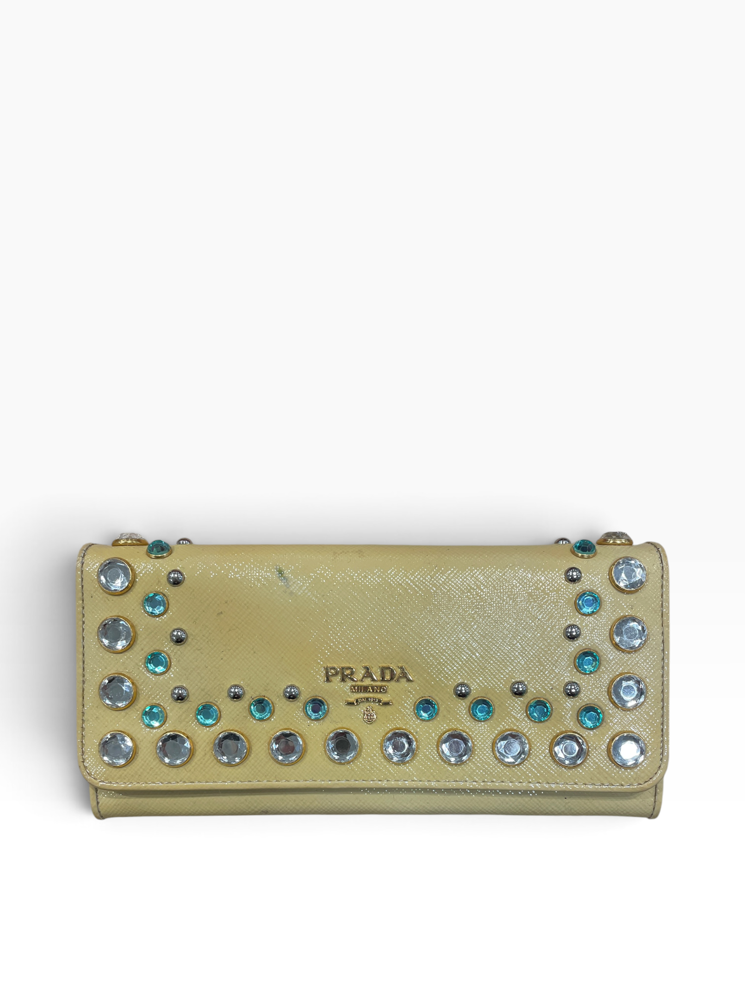 PRADA/Long Wallet/Leather/YEL/L's/YELLOW STUD LONG WALLET view 1