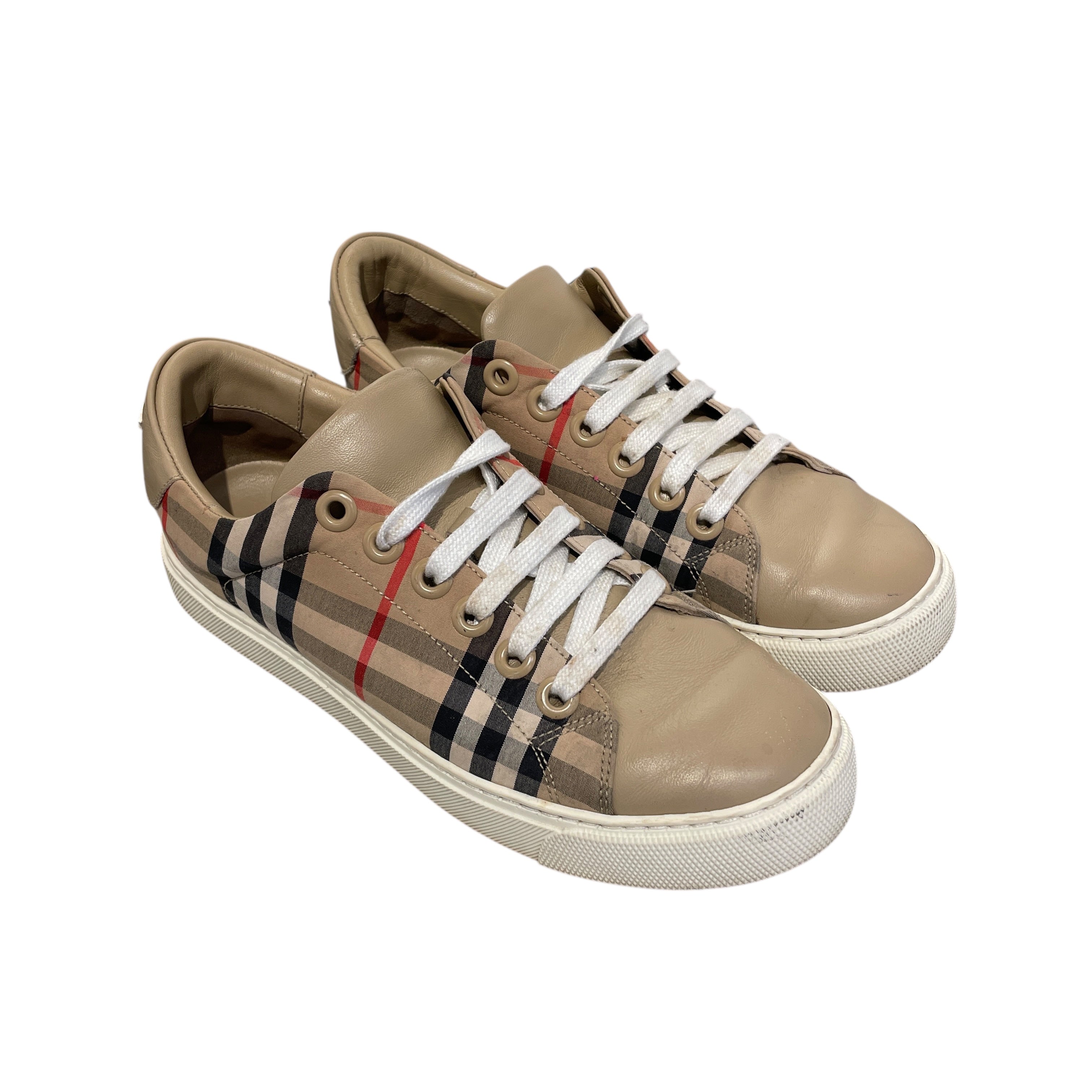 BURBERRY LONDON/Low-Sneakers/Plaid/Cotton/BEG/ view 1